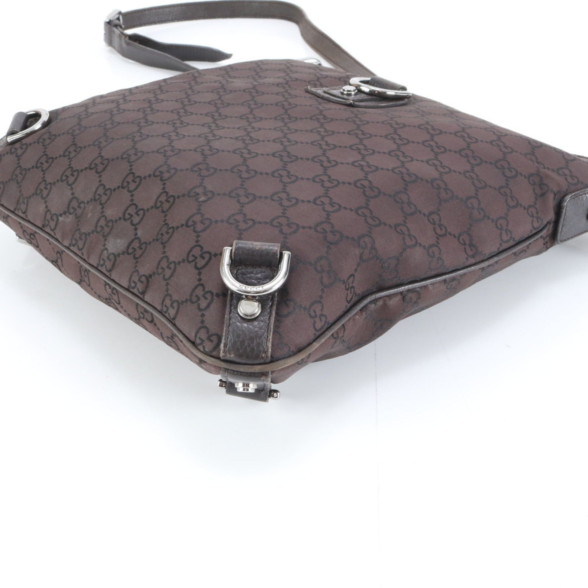 Gucci Brown Leather Canvas Shoulder Bag