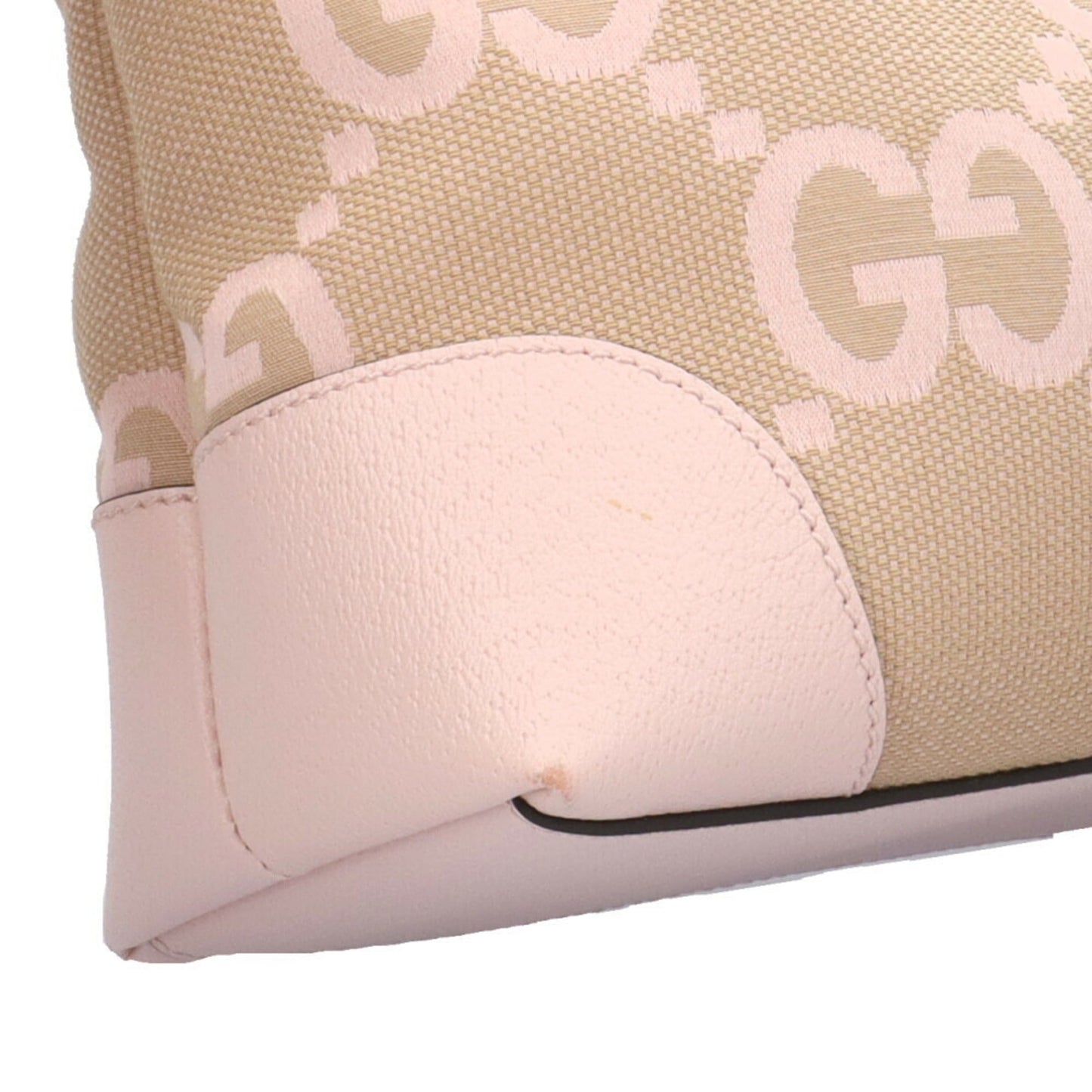 Gucci Beige Pink Canvas Leather Tote Bag