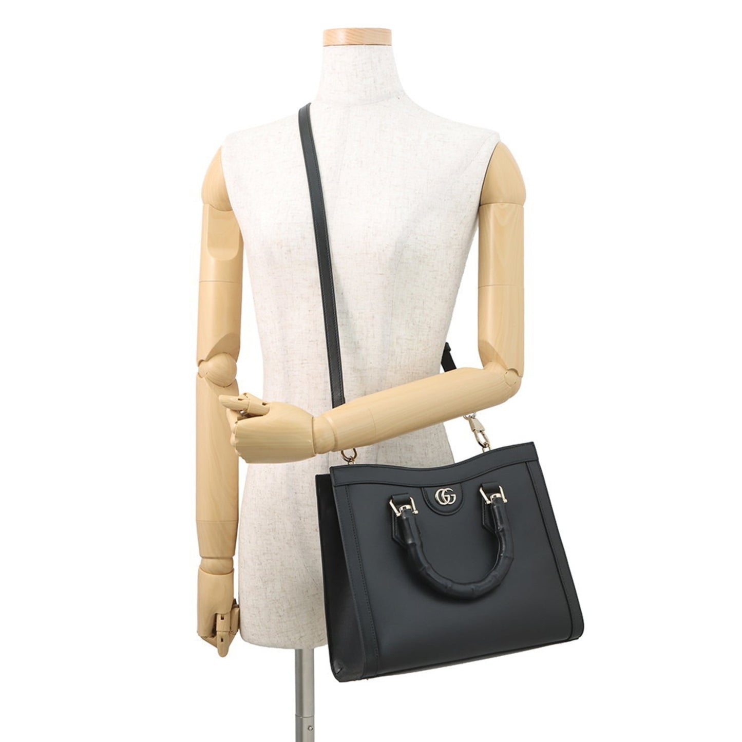 Gucci Black Leather Handbag Shoulder Bag Tote Bag