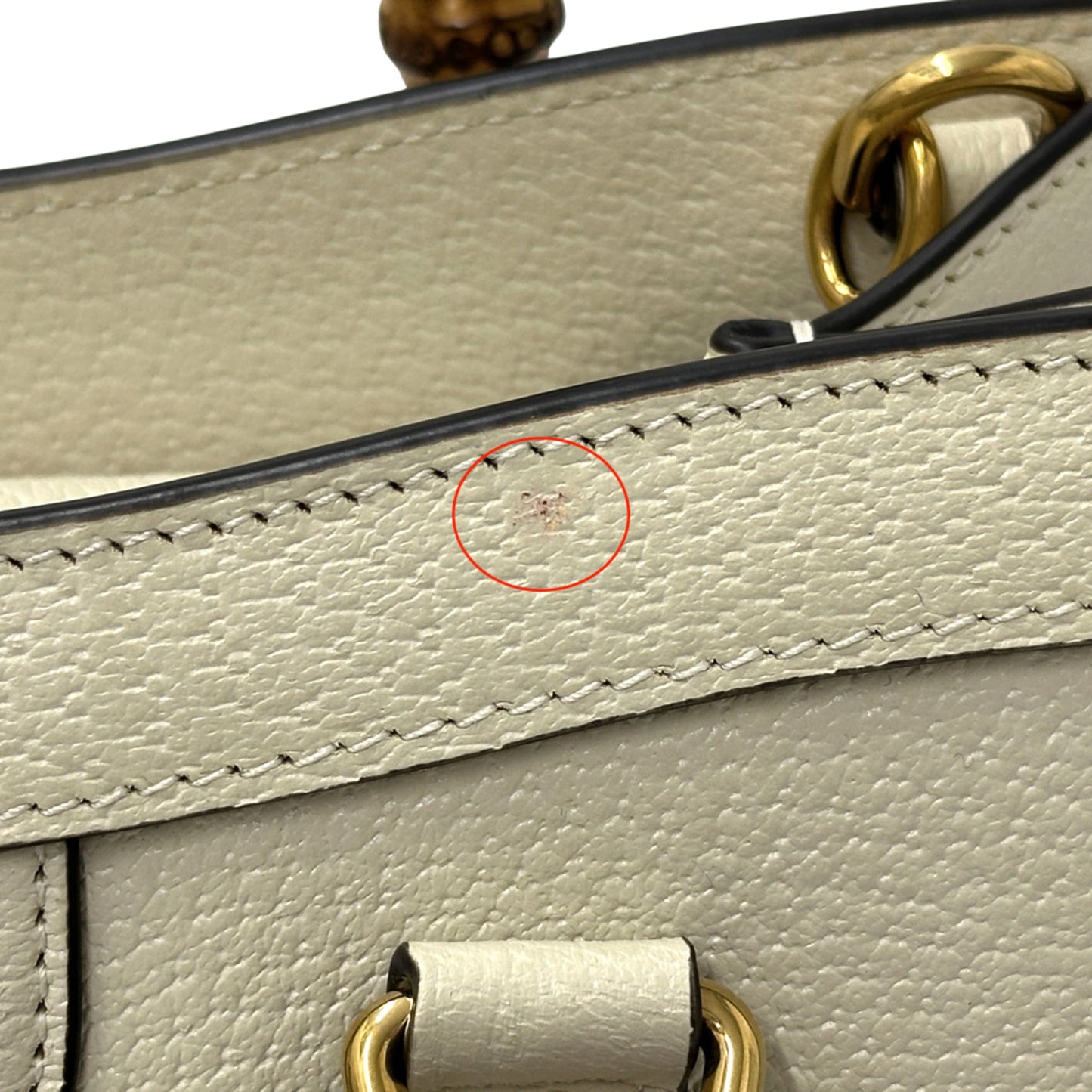Gucci Bamboo White Leather Handbag Shoulder Bag