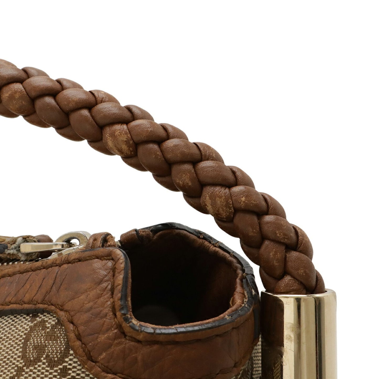 Gucci Gg Canvas Beige Brown Khaki Canvas Leather Shoulder Bag