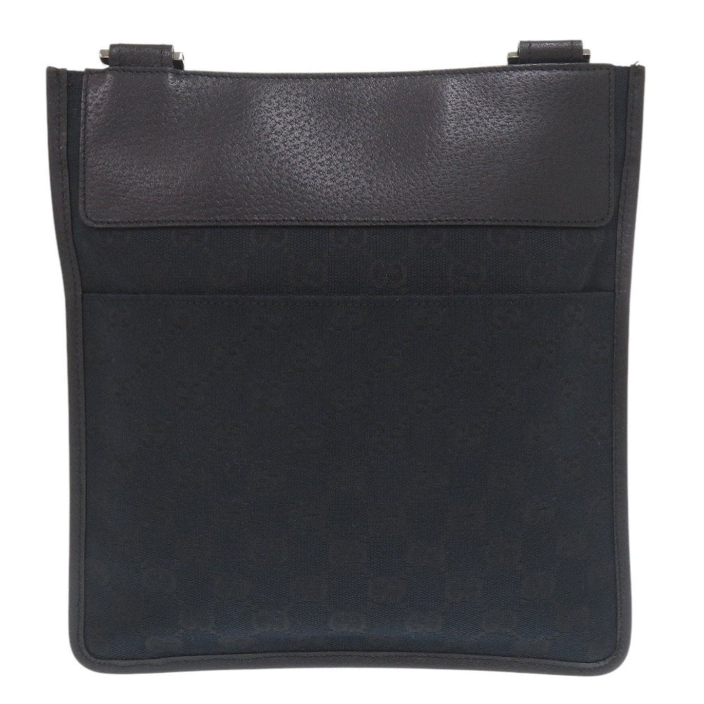 Gucci Black Gg Canvas Leather Shoulder Bag