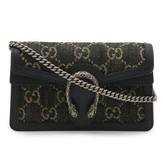Gucci Black Denim Leather Shoulder Bag