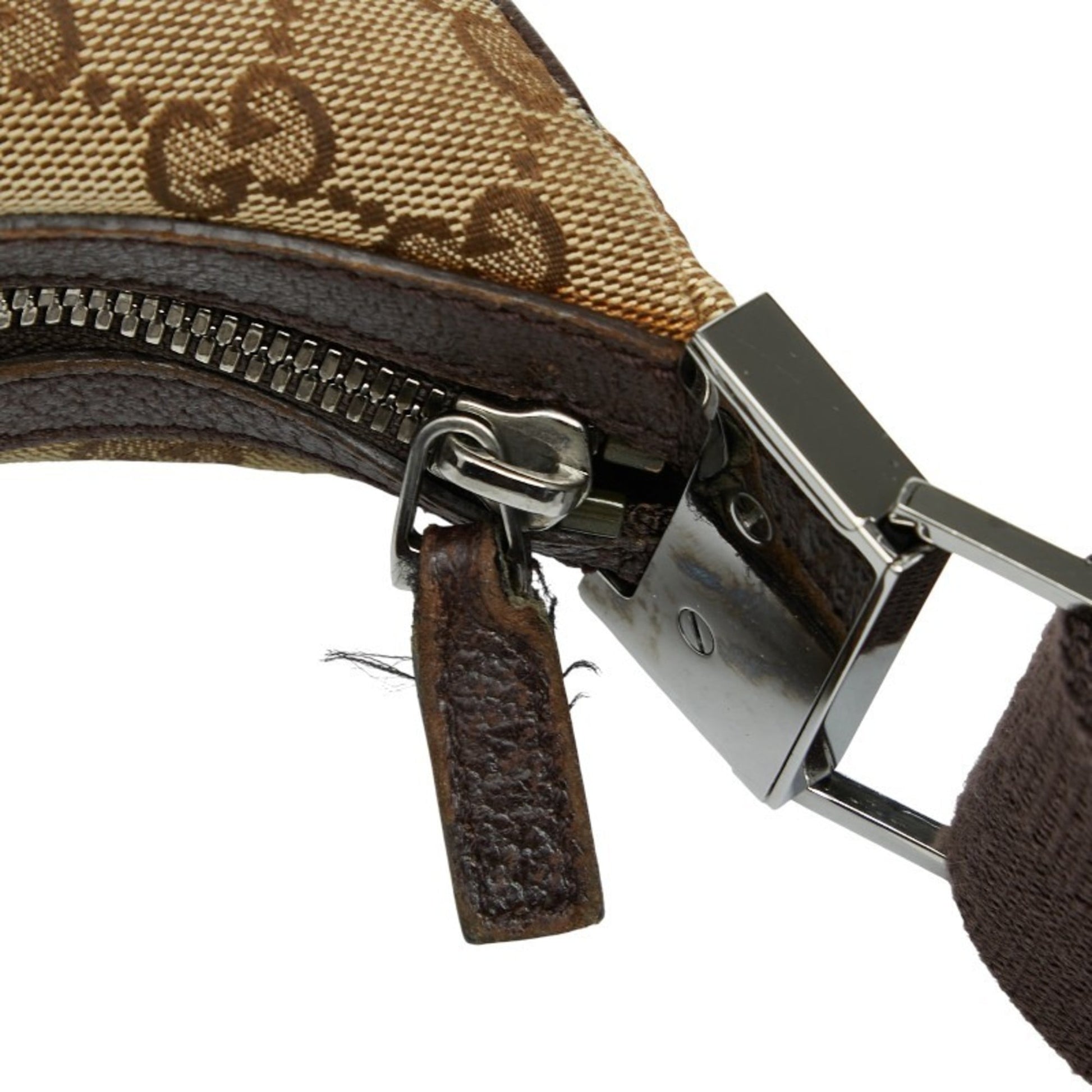 Gucci Beige Brown Canvas Leather Shoulder Bag