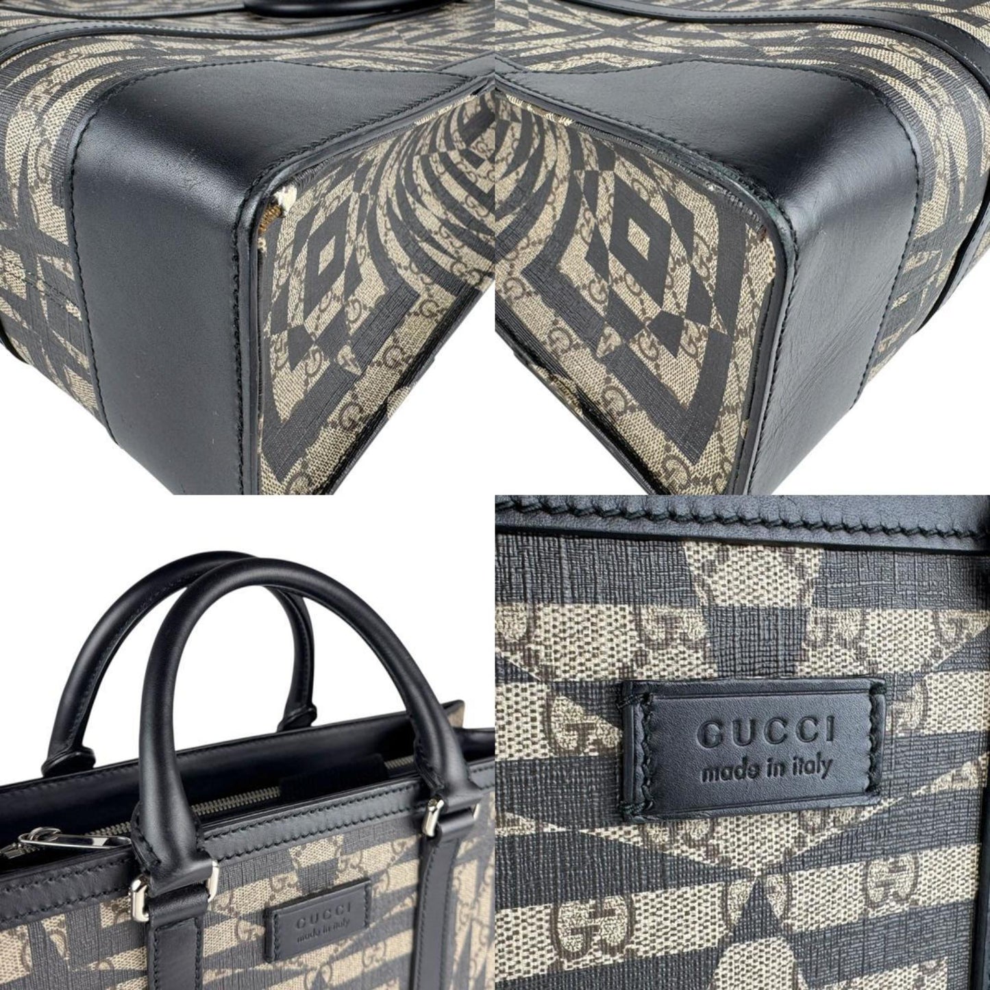 Gucci Beige Black Gg Supreme Canvas Handbag Shoulder Bag