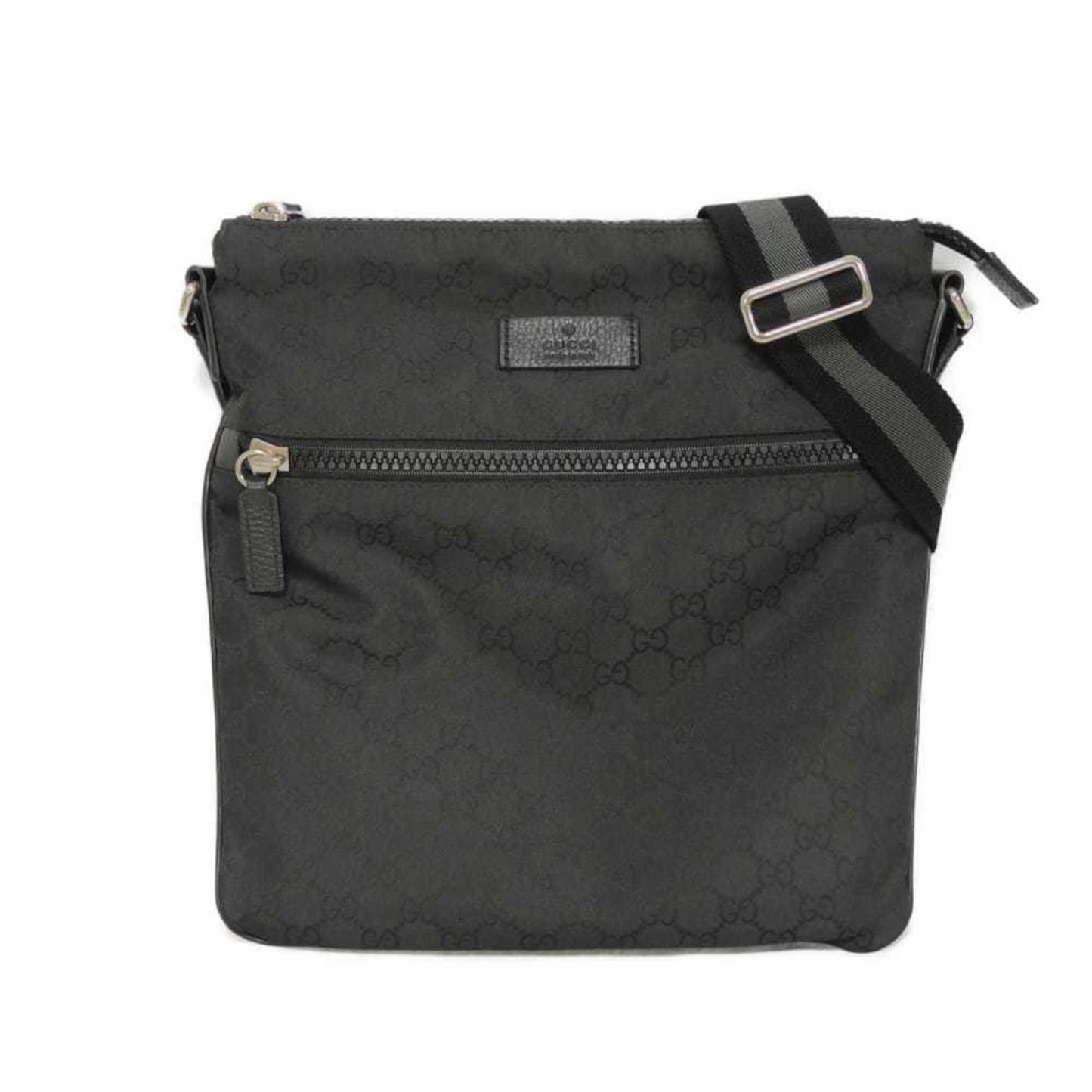Gucci Black Nylon Gg Canvas Leather Messenger Bag Shoulder Bag