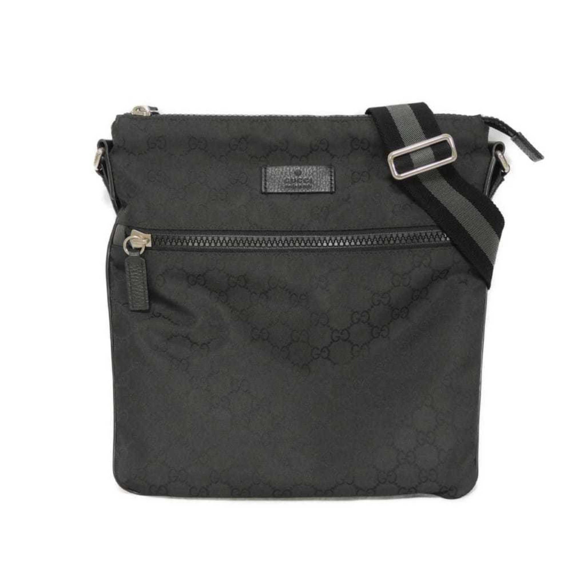 Gucci Black Nylon Gg Canvas Leather Messenger Bag Shoulder Bag