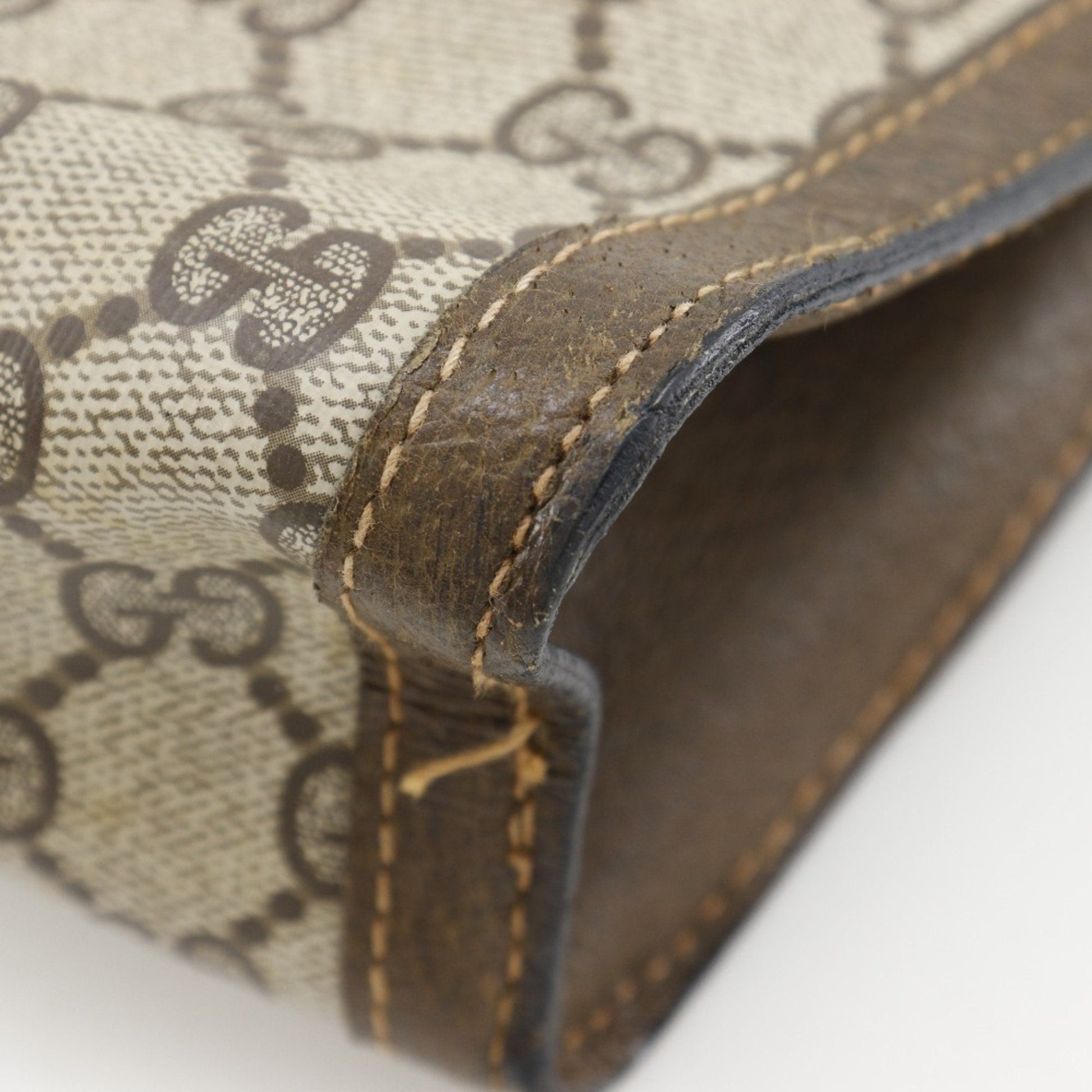 Gucci Brown Gg Plus Leather Clutch Bag Pouch