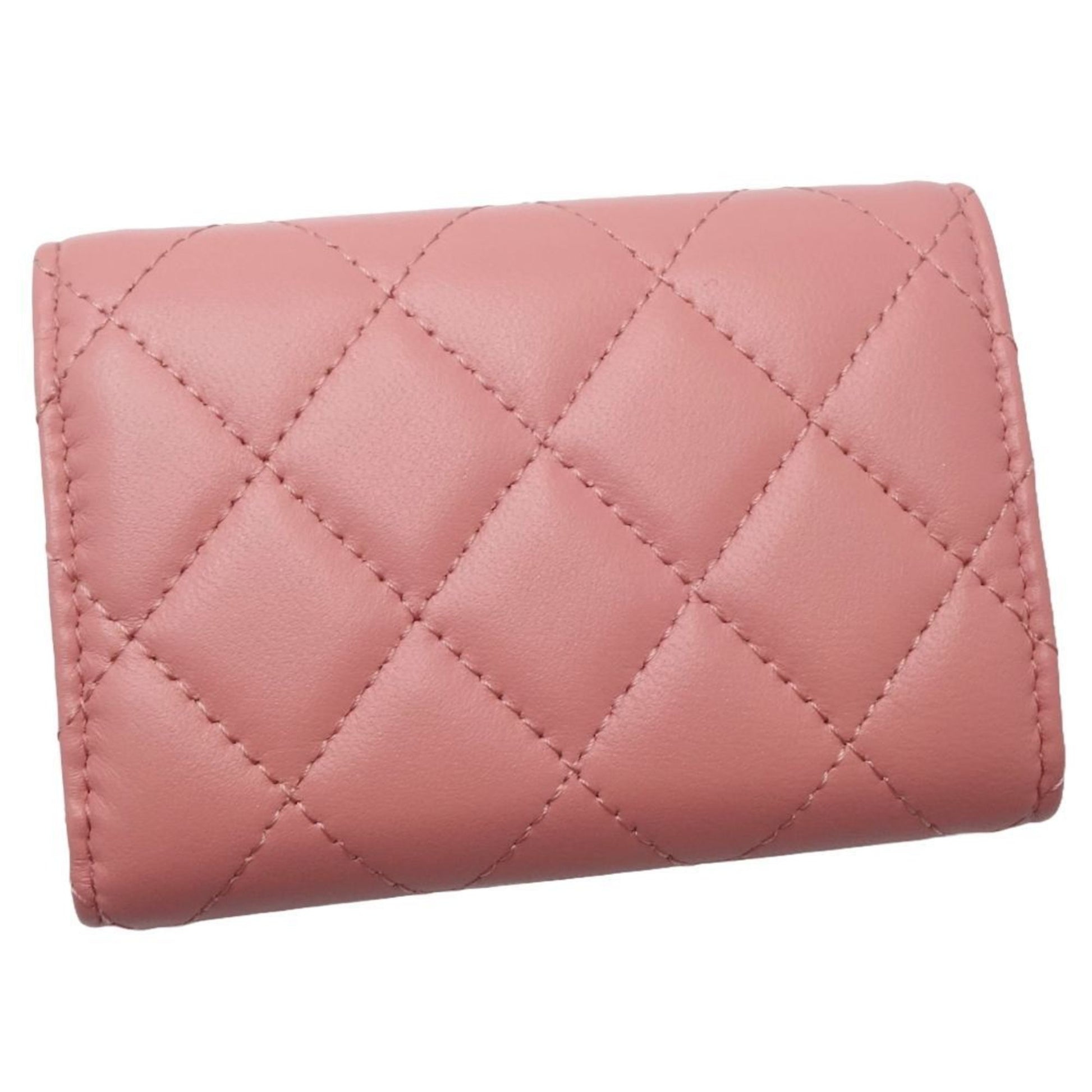 CHANEL Chanel Tri-fold Wallet AP3650 Matelasse Flap Lambskin Pink 180638 ?