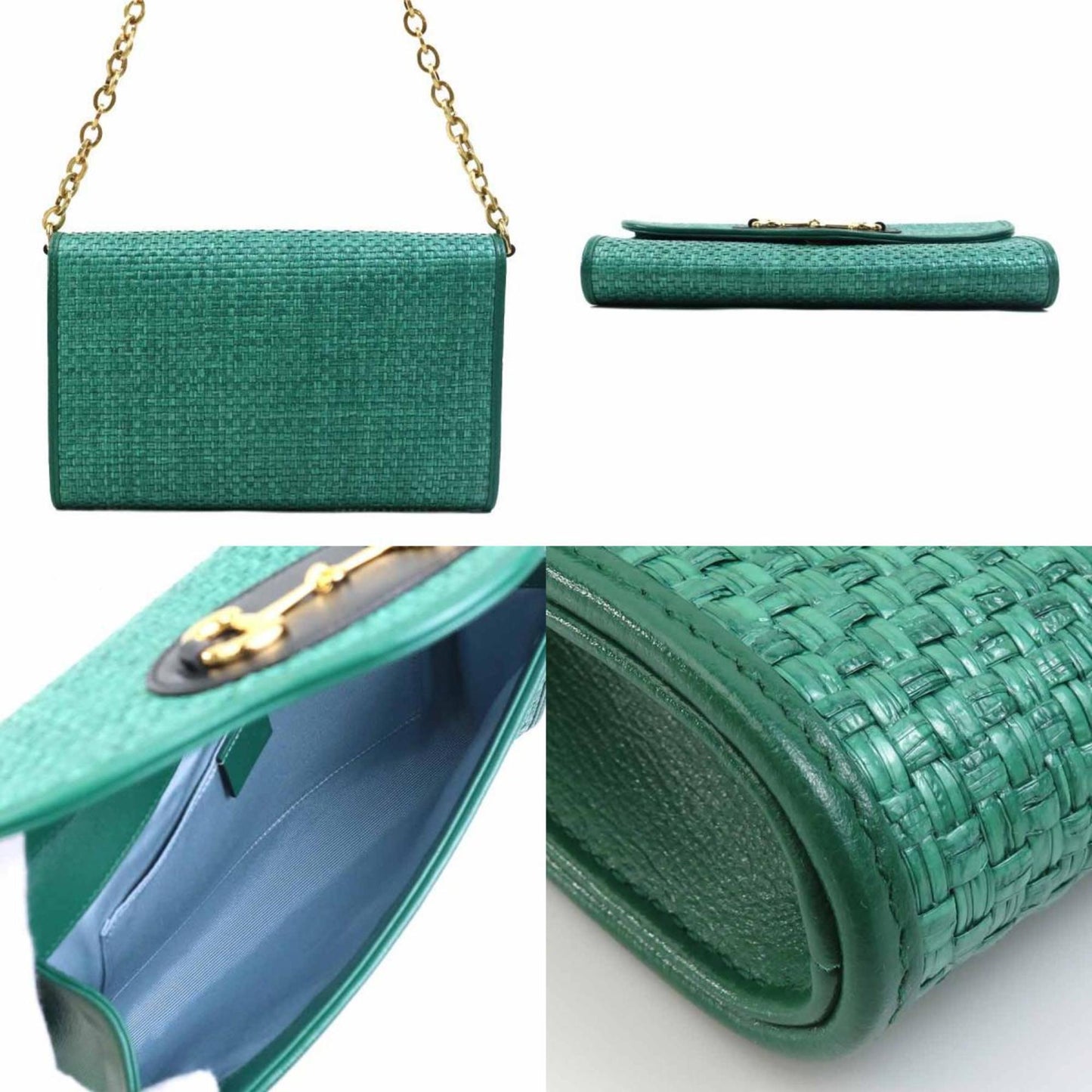 Gucci Green Raffia Shoulder Bag