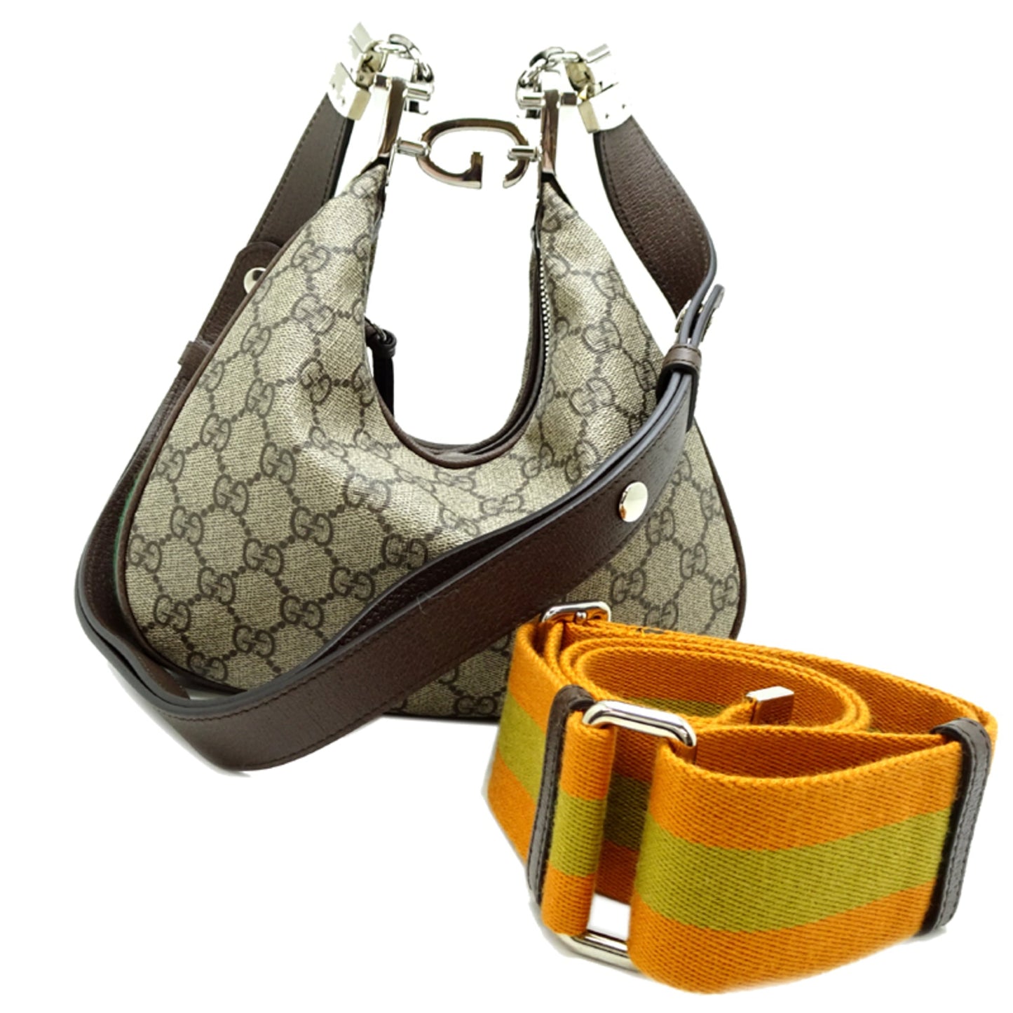 Gucci Beige Brown Orange Gg Supreme Leather Shoulder Bag
