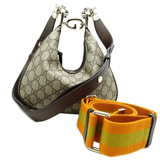 Gucci Beige Brown Orange Gg Supreme Leather Shoulder Bag