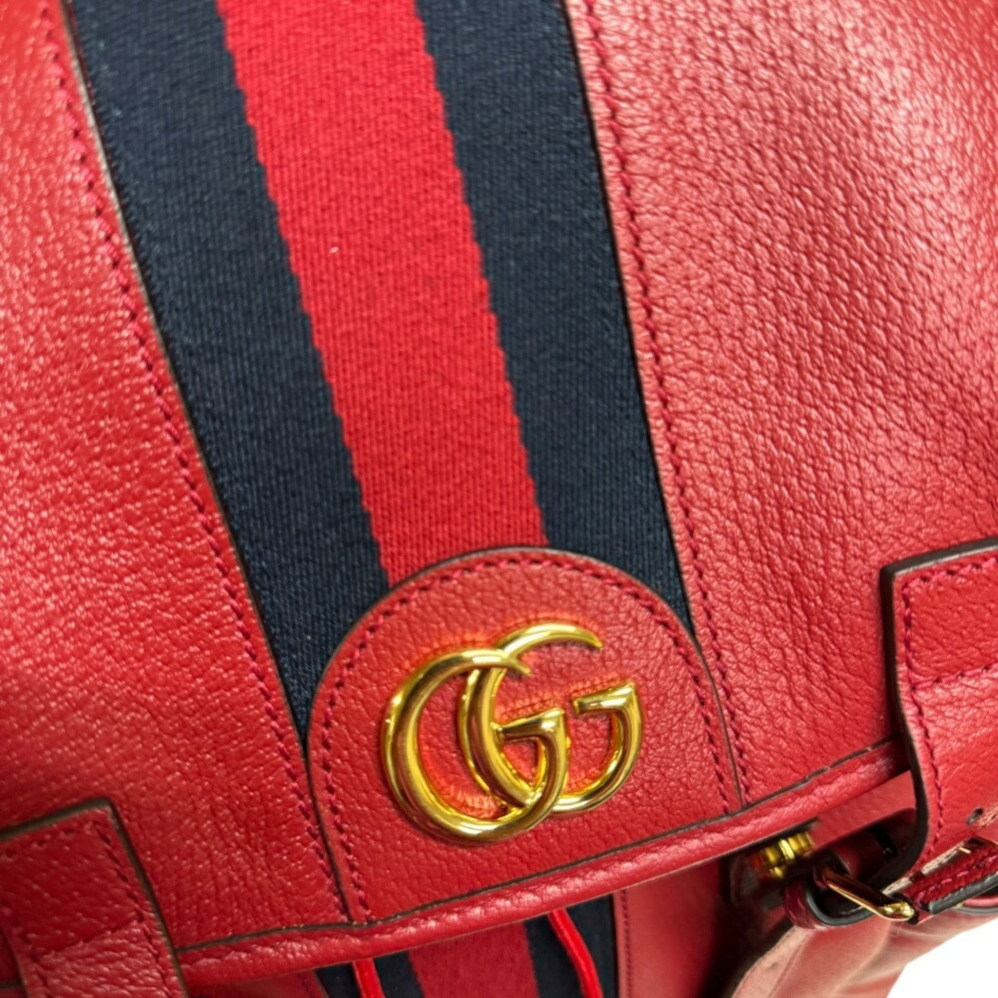 Gucci Navy Red Color Leather Backpack
