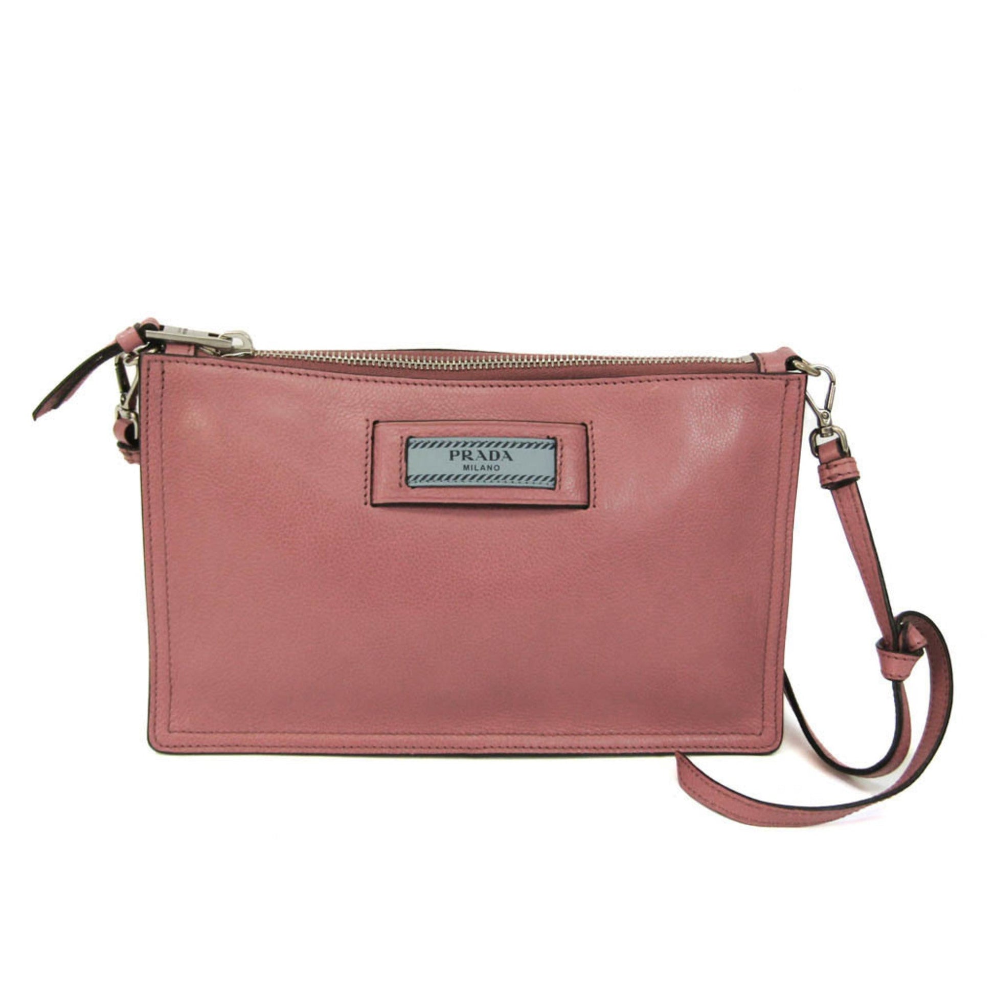 Prada Etiquette Women Shoulder Bag Leather Pink