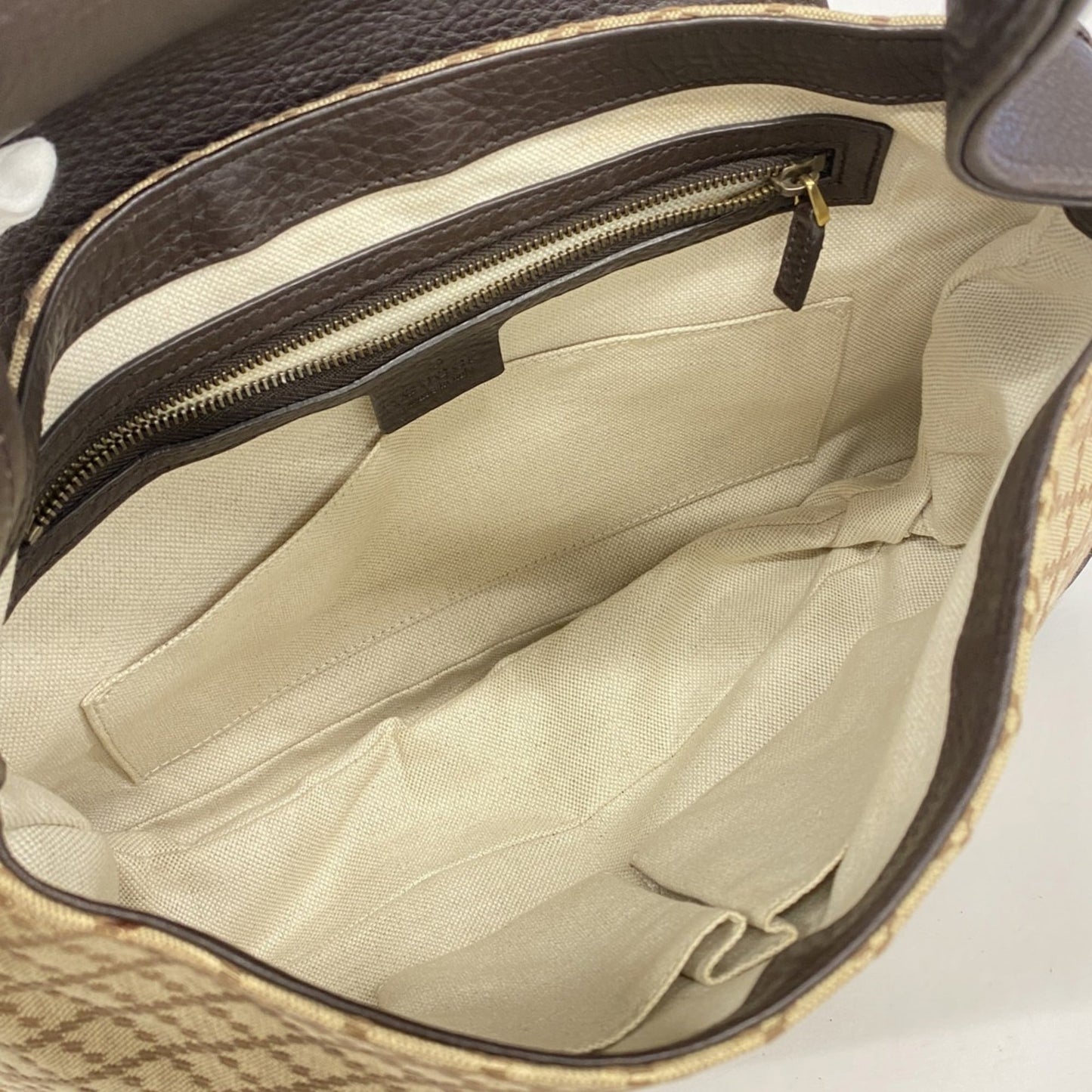 Gucci Brown Canvas Leather Shoulder Bag