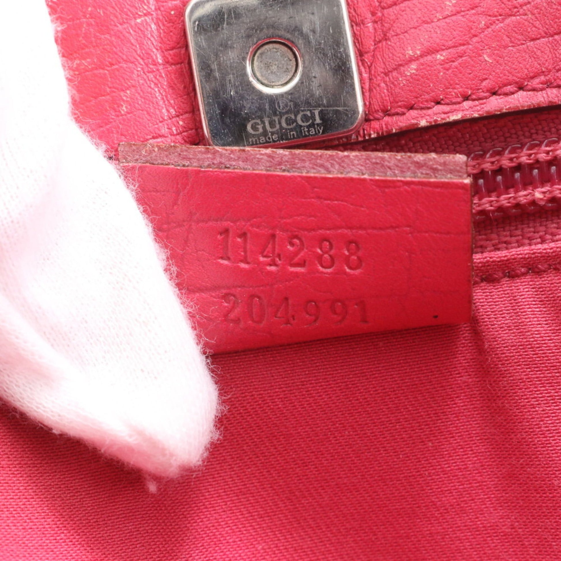 Gucci Brown Red Color Leather Coated Canvas Tote Bag