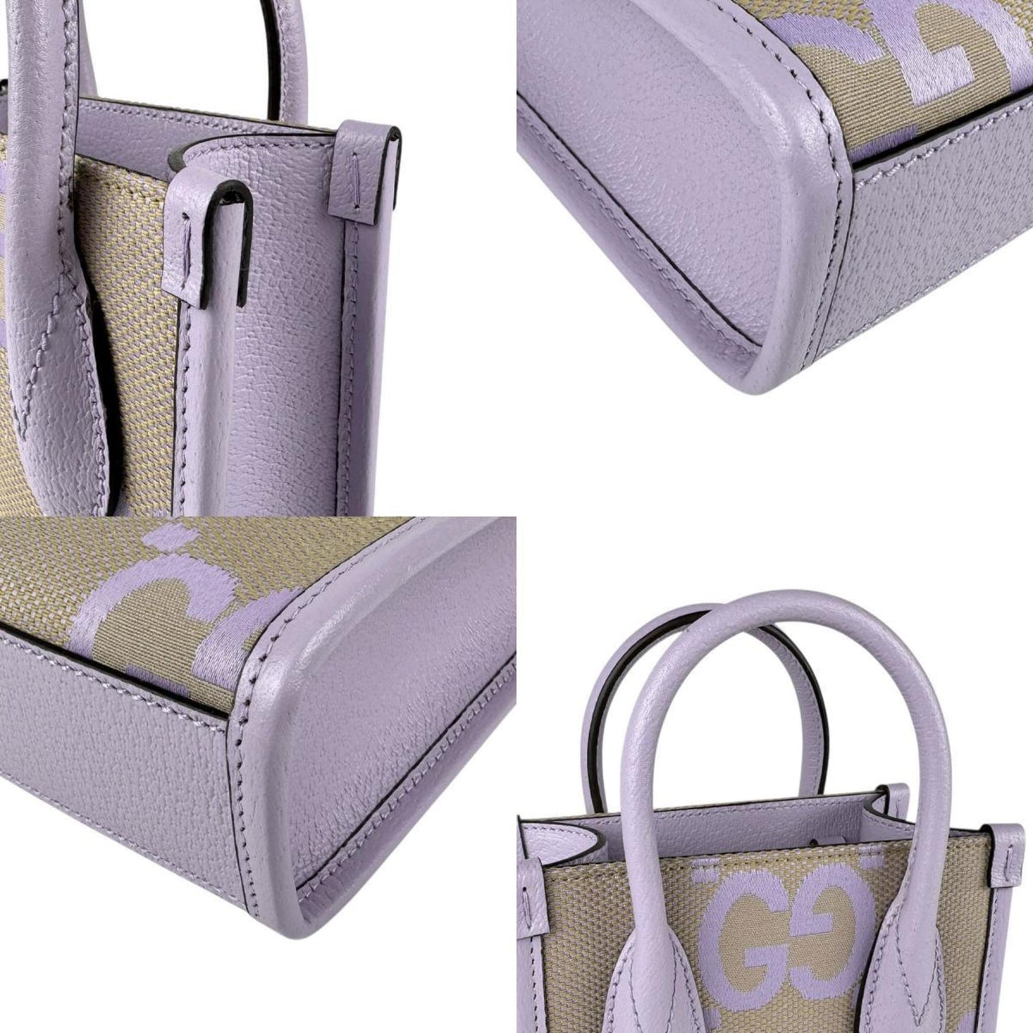 Gucci Beige Purple Gg Canvas Handbag Shoulder Bag