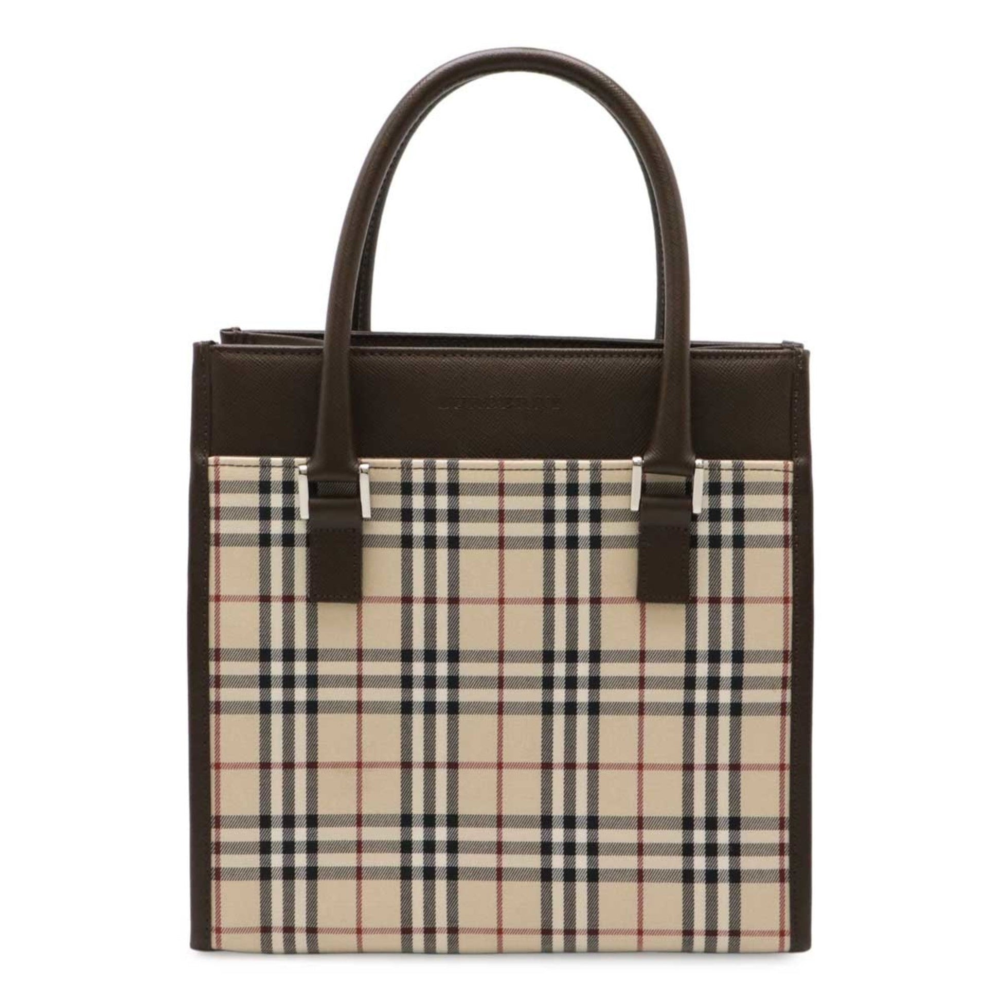 Burberry Bordeaux Dark Handbag Tote Bag Leather Canvas Black Handbag Tote Bag