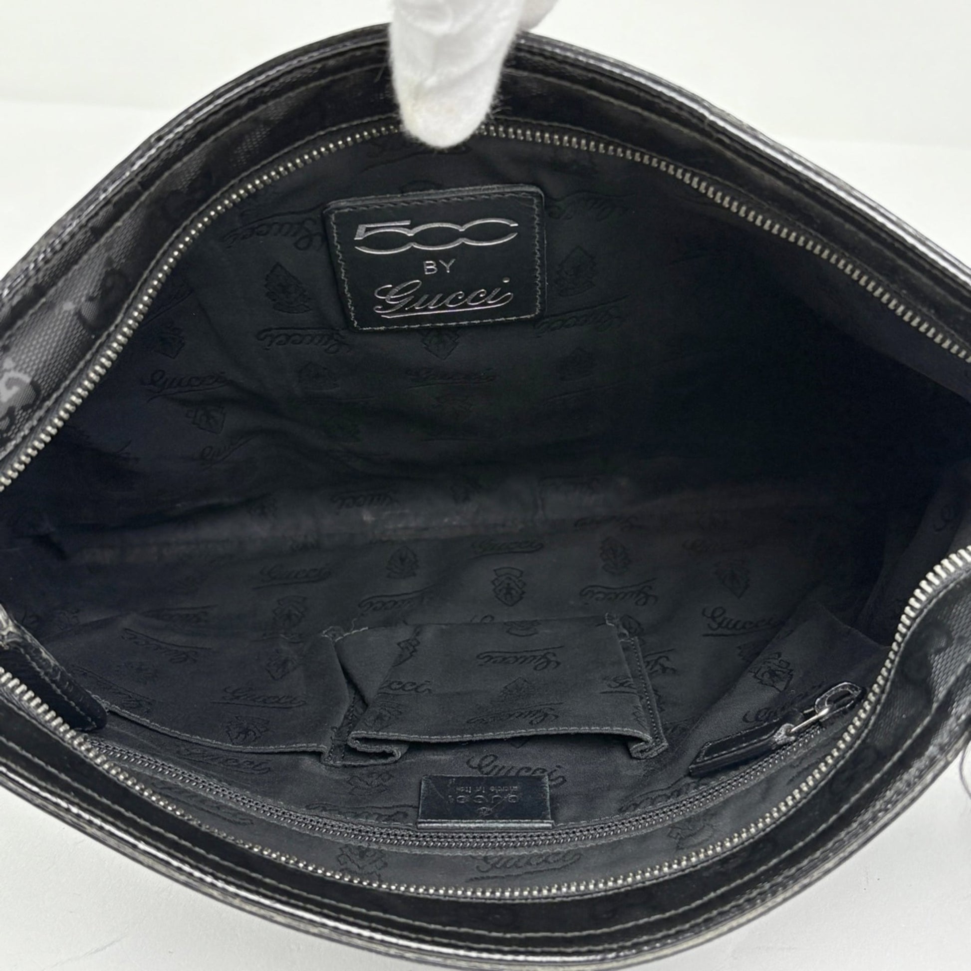 Gucci Black Coated Canvas Leather Shoulder Bag