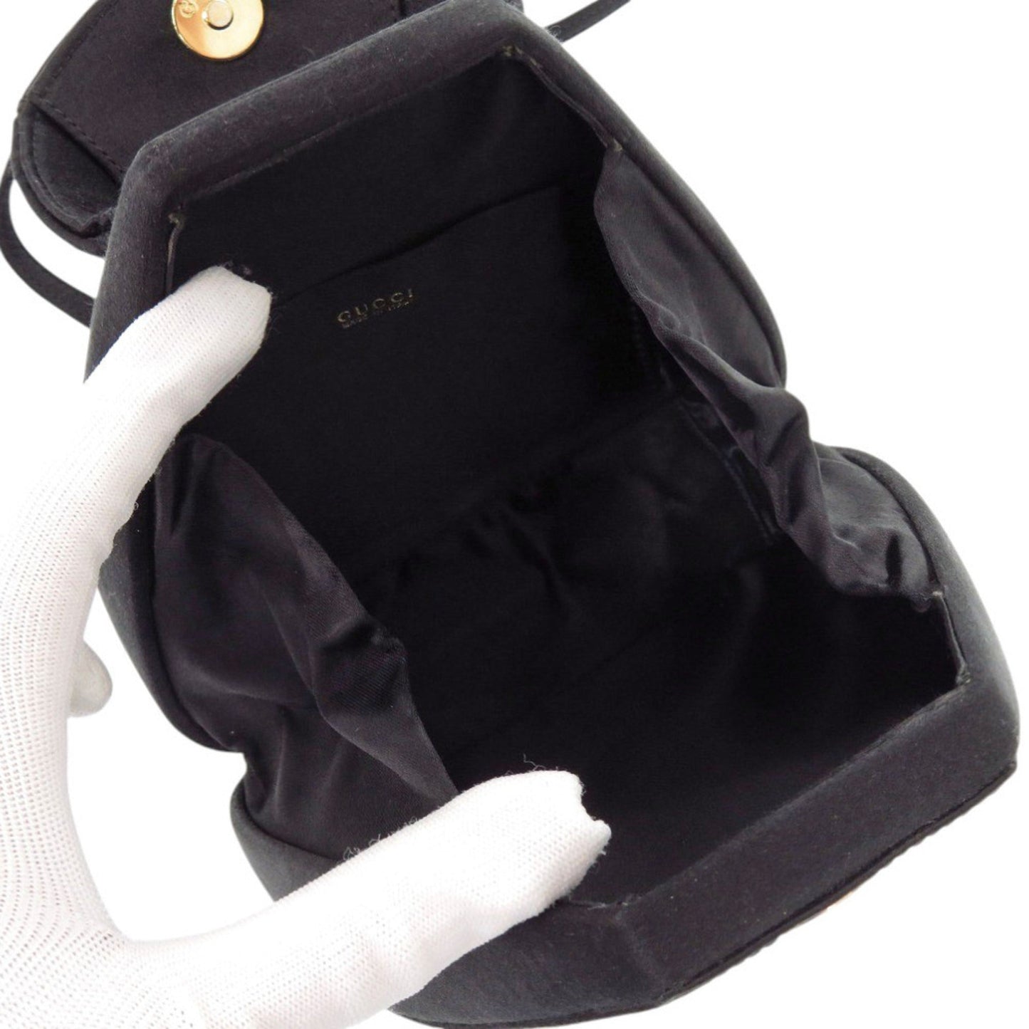 Gucci Black Satin Rhinestone Backpack