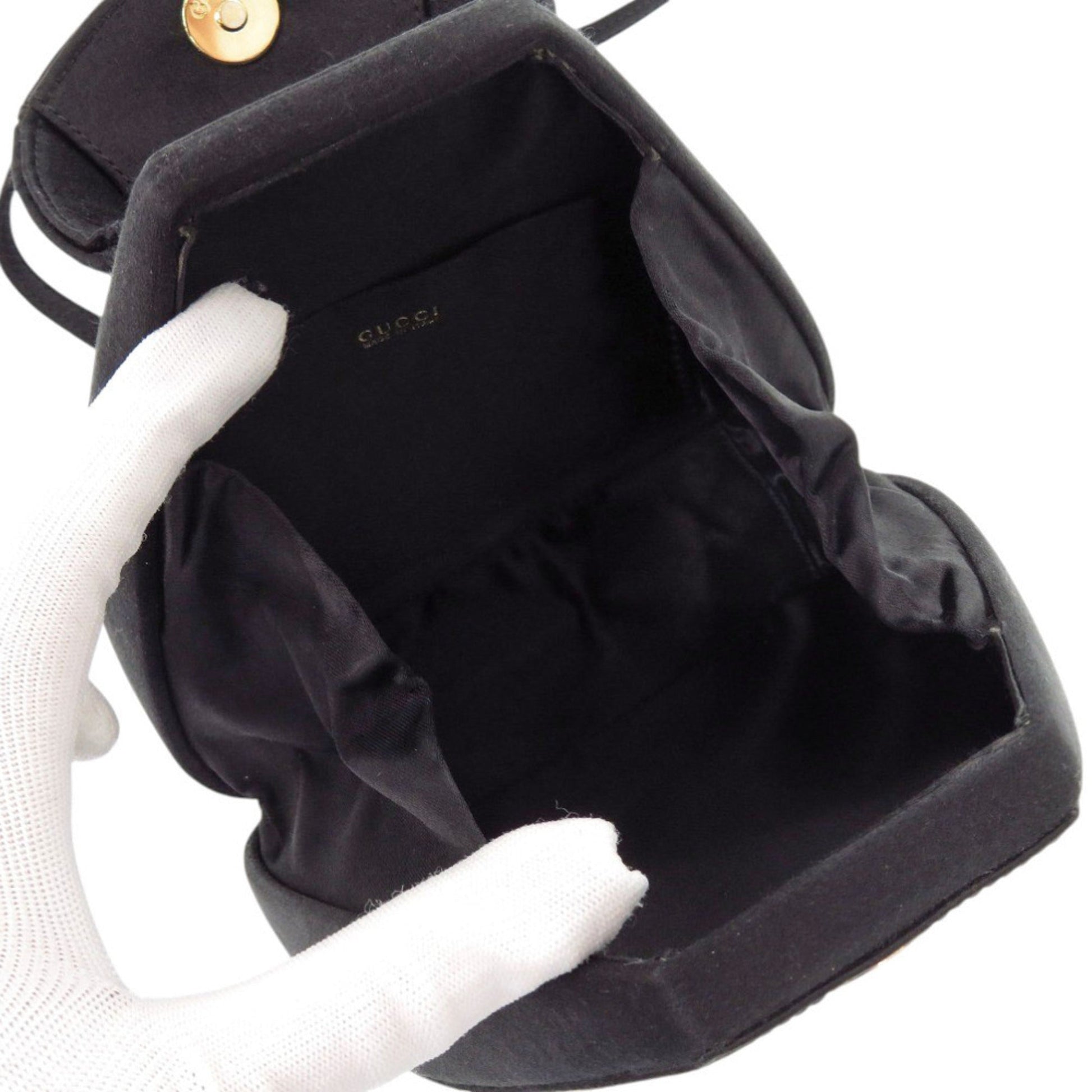 Gucci Black Satin Rhinestone Backpack