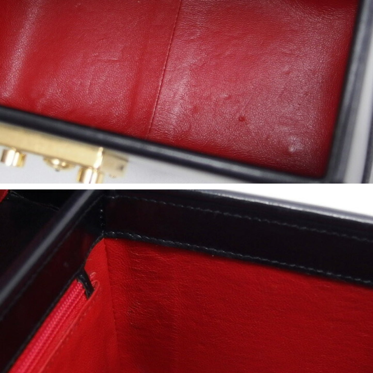 Gucci Black Leather Handbag Vanity Bag