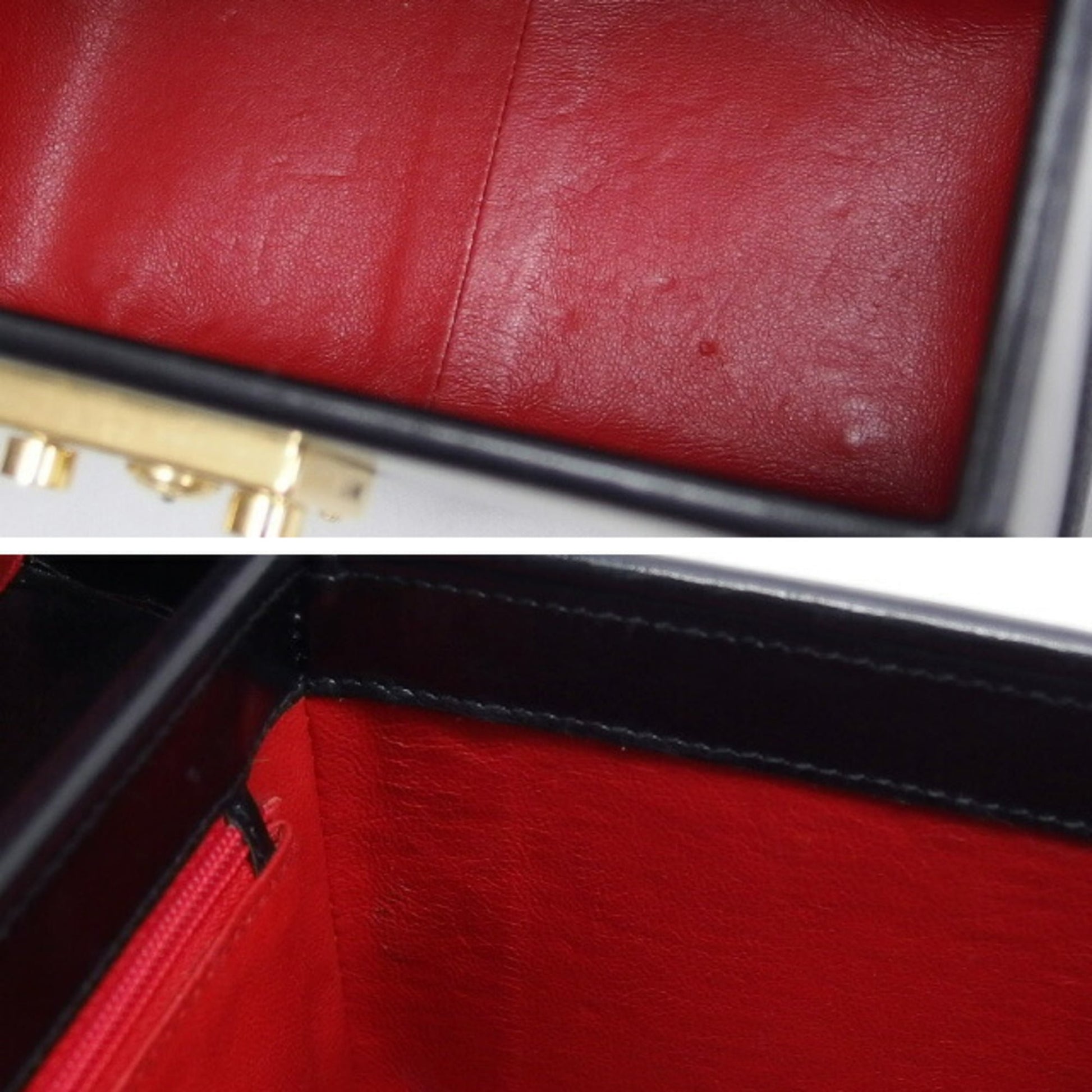 Gucci Black Leather Handbag Vanity Bag
