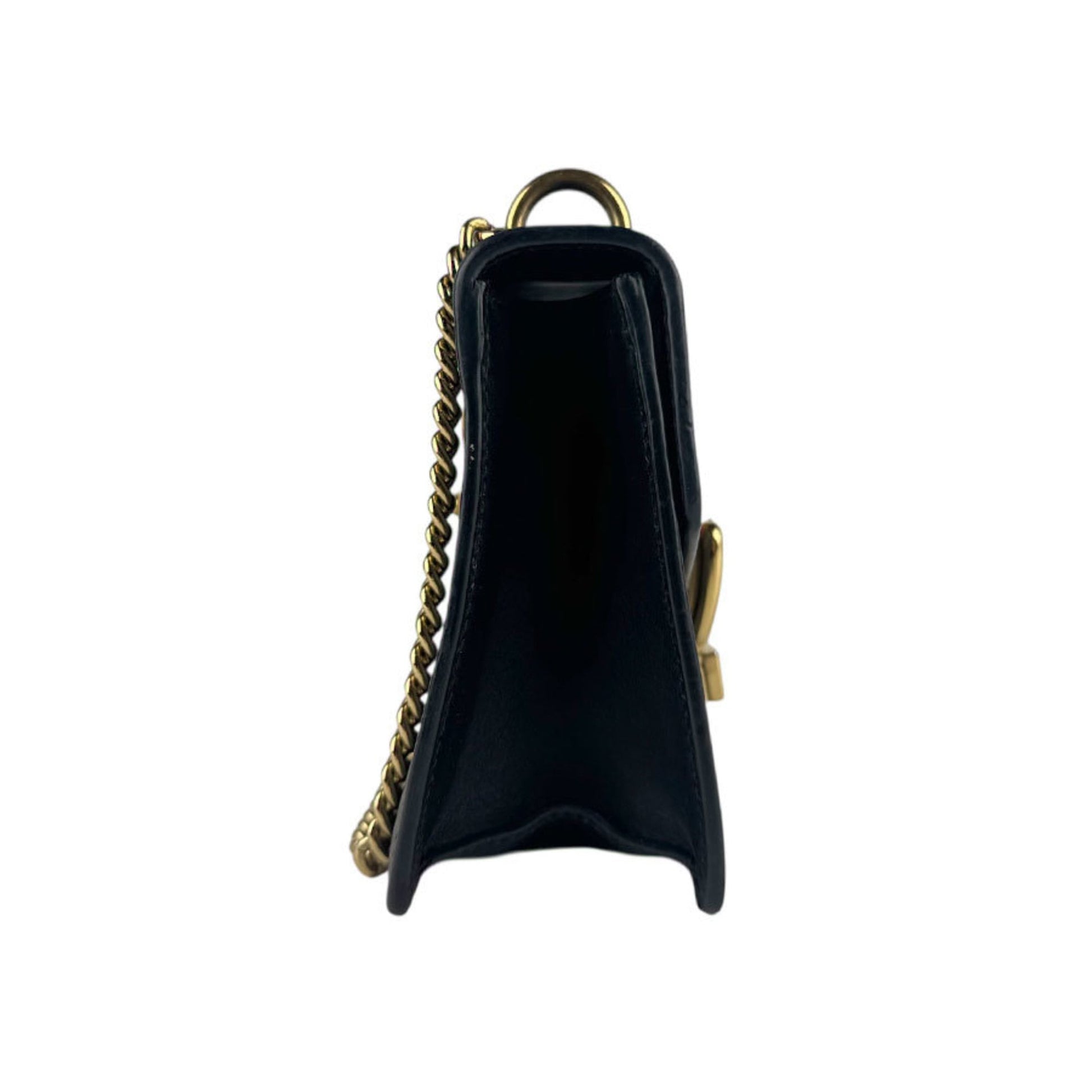 Gucci Black Leather Metal Shoulder Bag