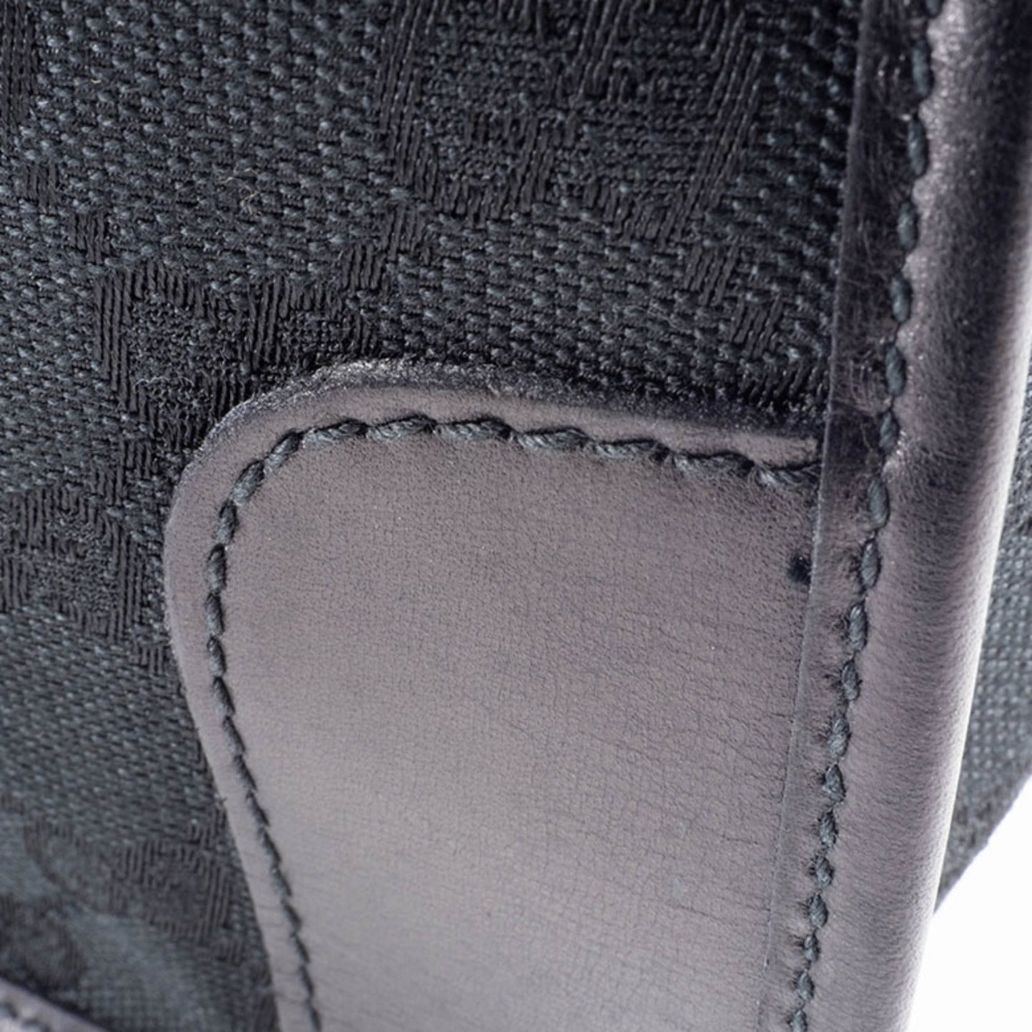 Gucci Black Gg Canvas Leather Handbag