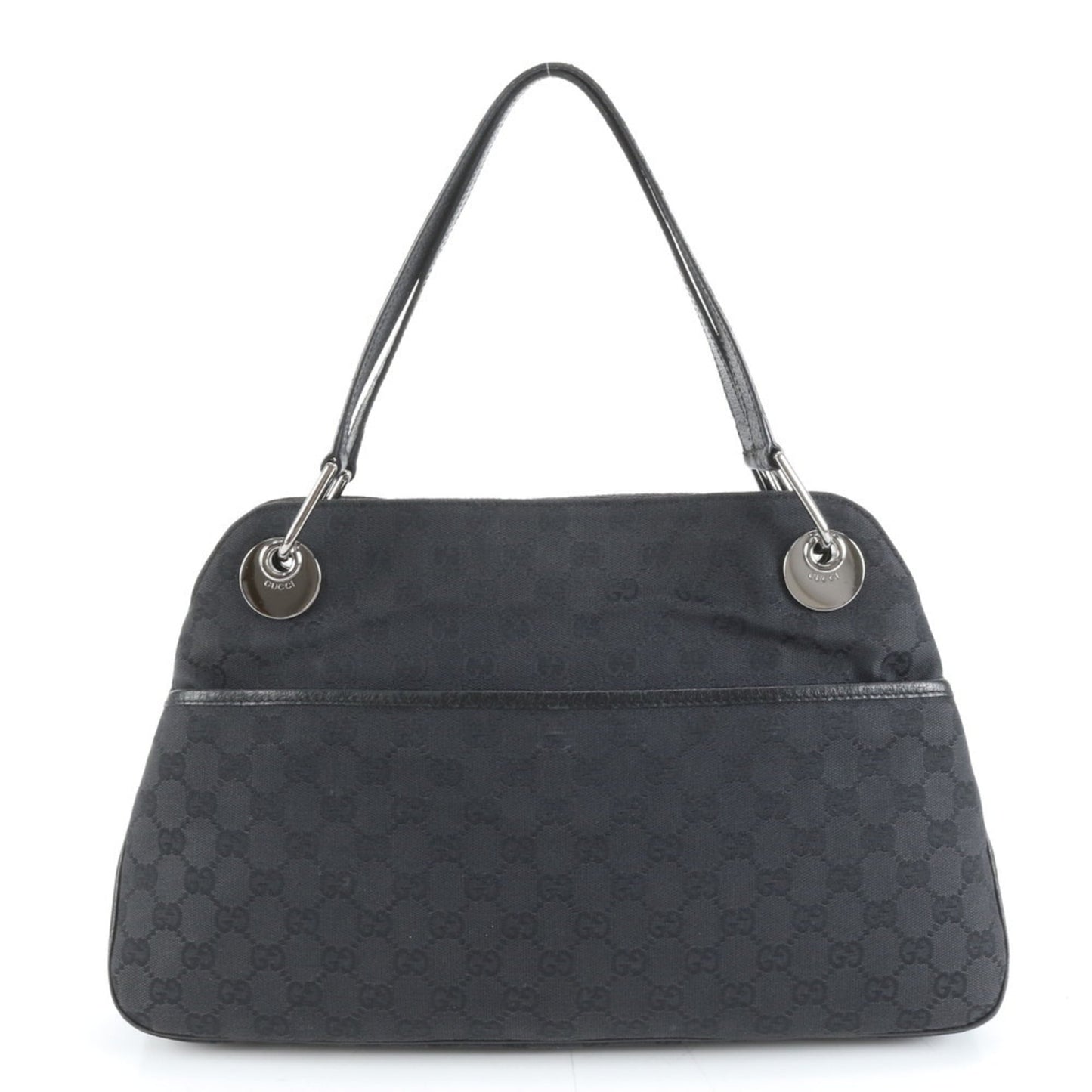Gucci Black Leather Canvas Tote Bag