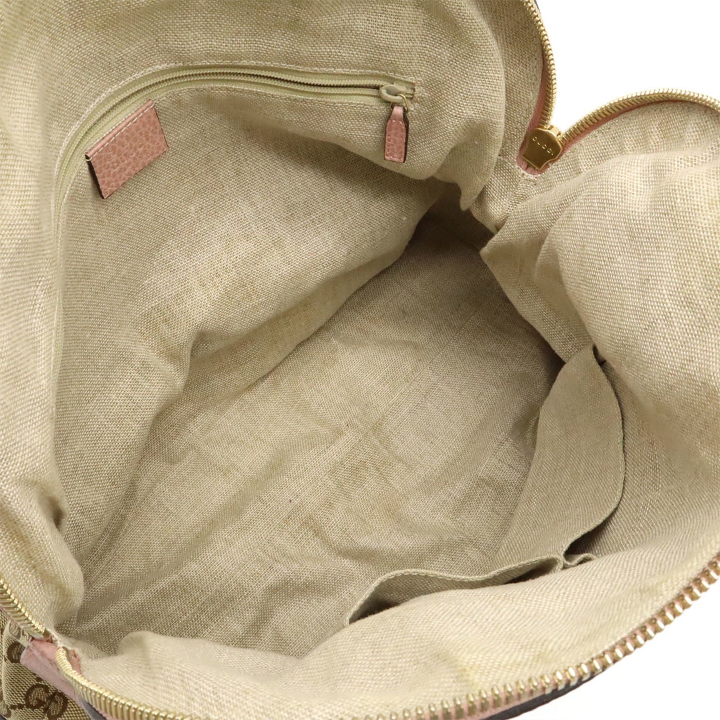 Gucci Beige Khaki Pink Gg Canvas Leather Shoulder Bag Tote Bag