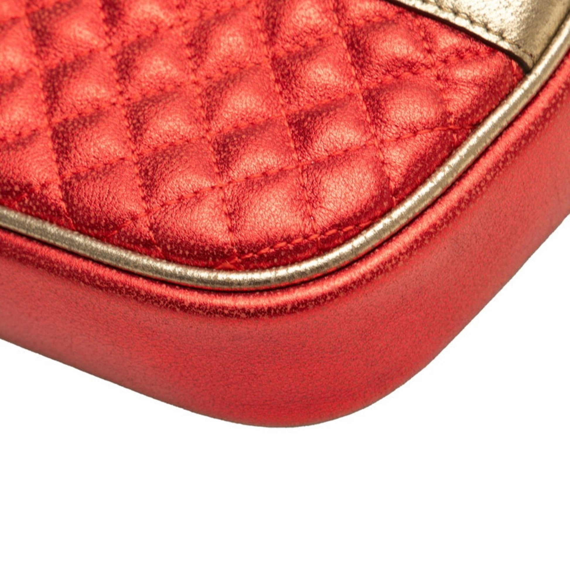 Gucci Gold Green Red Color Leather Clutch Bag
