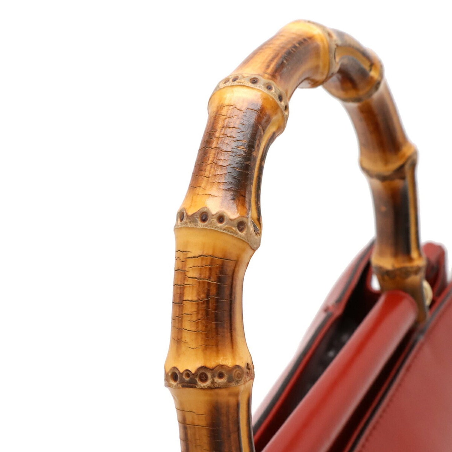 Gucci Red Color Bamboo Leather Handbag Shoulder Bag