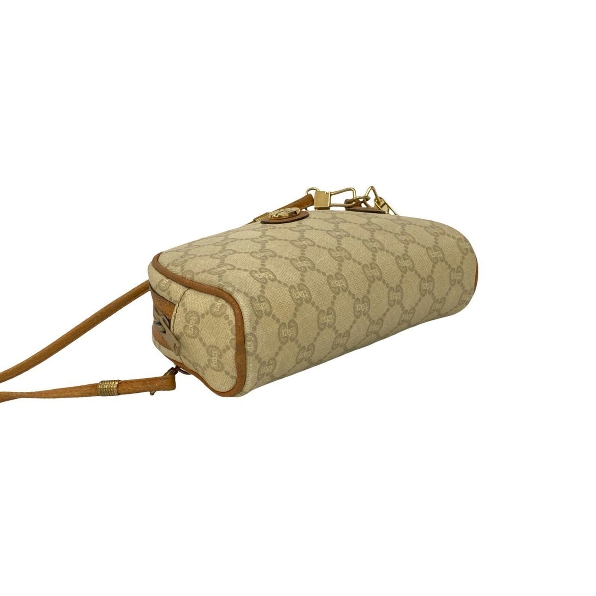 Gucci Beige Brown Leather Pvc Pochette Shoulder Bag