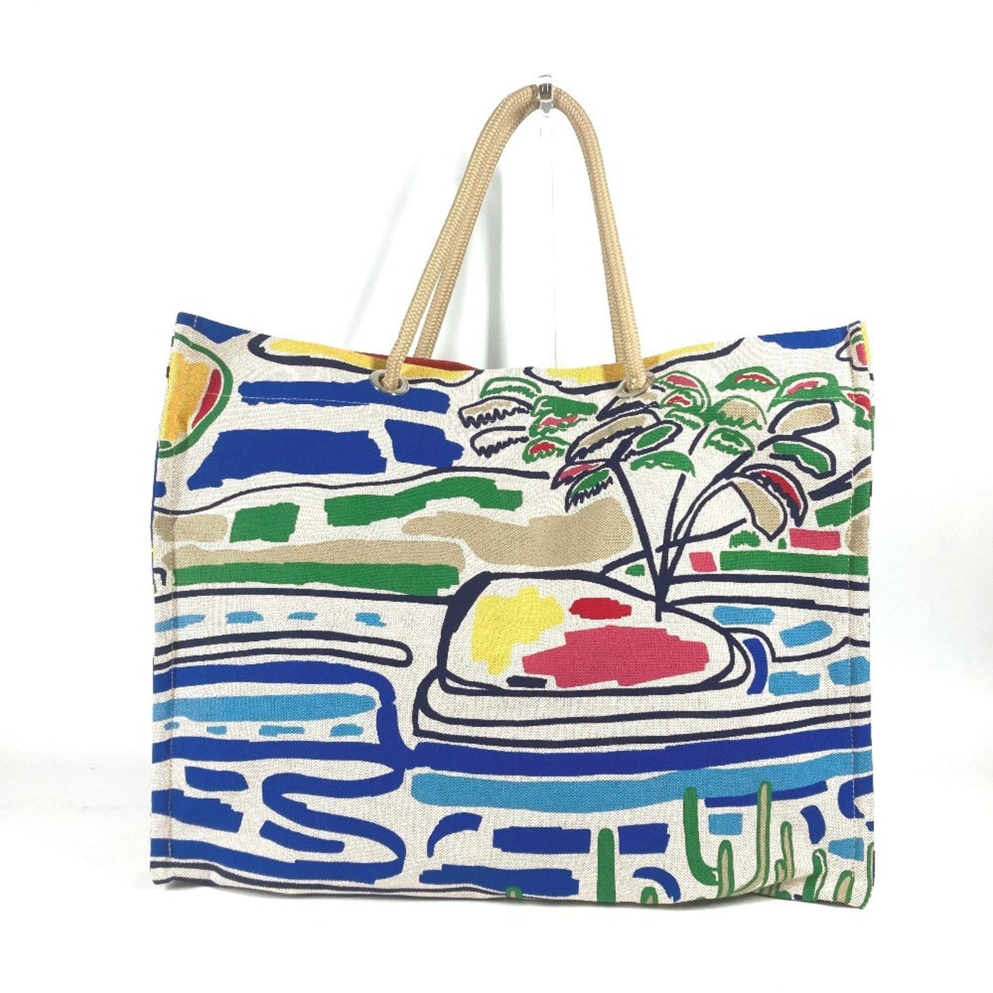 Hermes Multi Color Beach Bag Shoulder Bag Canvas