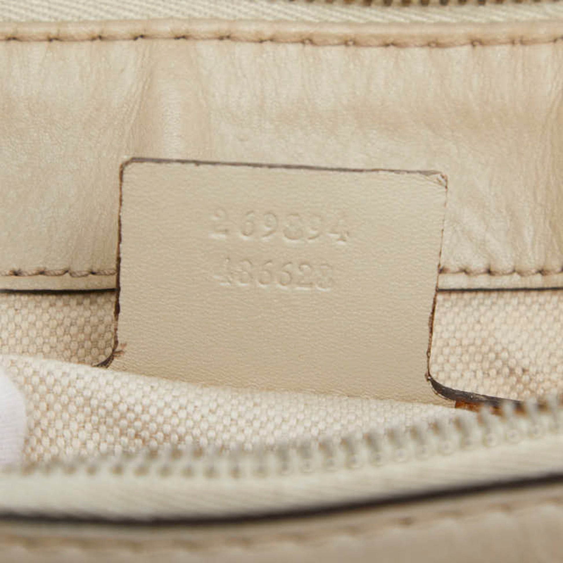 Gucci Beige Ivory Canvas Leather Shoulder Bag Tote Bag