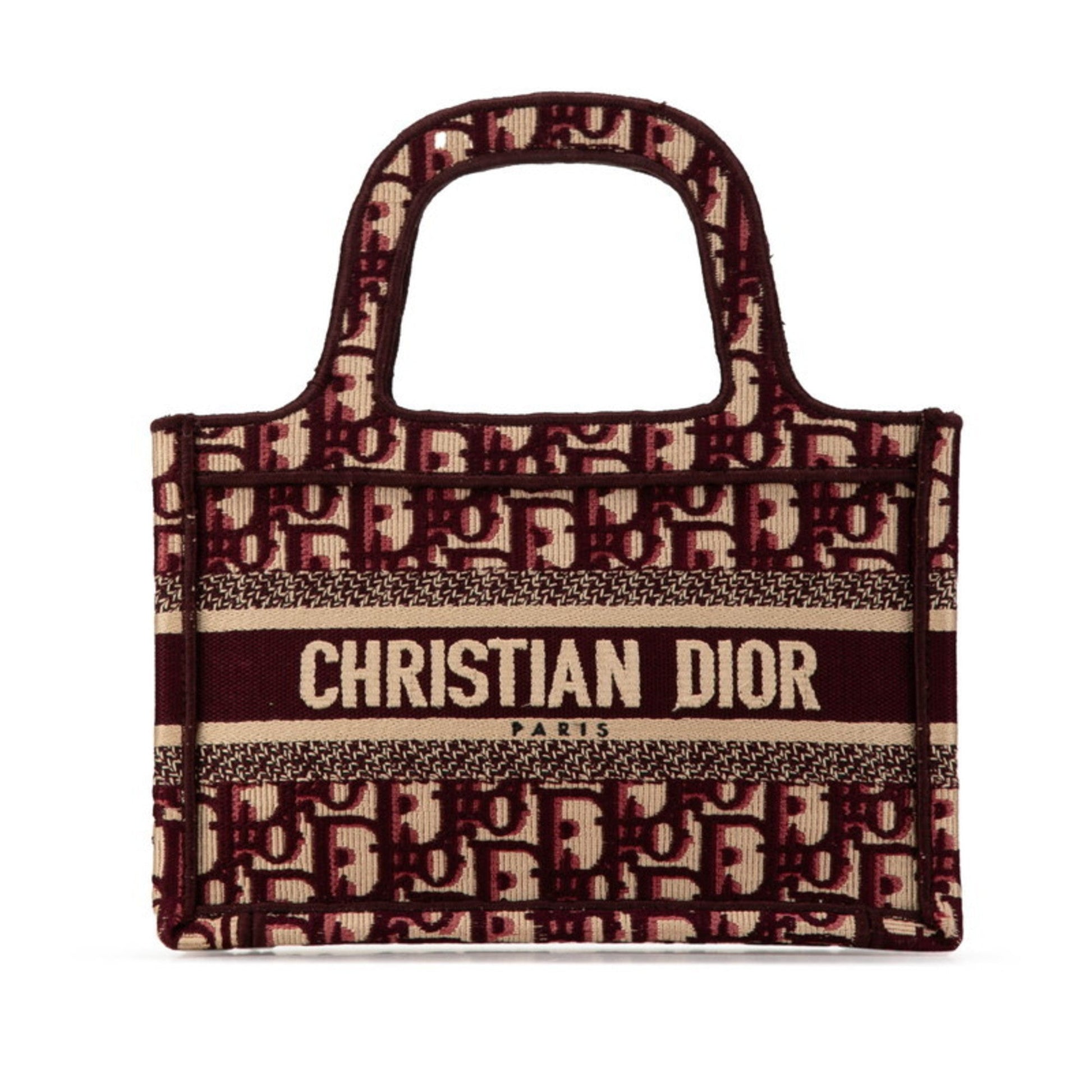 Dior Handbag Christian Wine Tote Bag Canvas Beige Multicolor