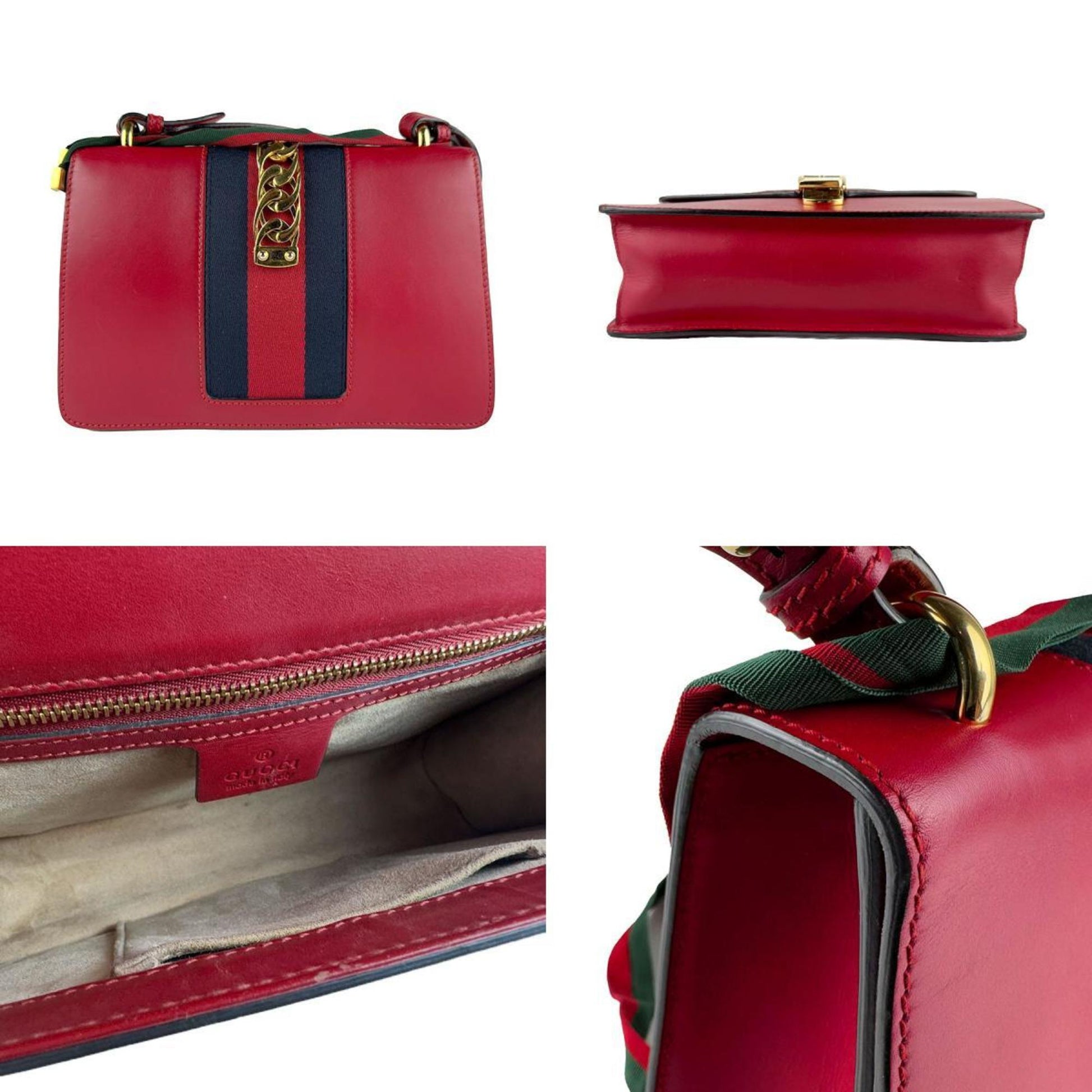 Gucci Red Color Leather Shoulder Bag