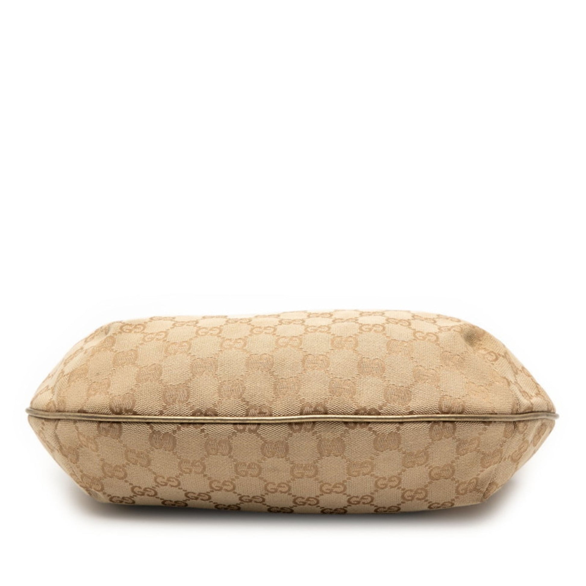 Gucci Gg Canvas Beige Gold Gg Canvas Leather Shoulder Bag