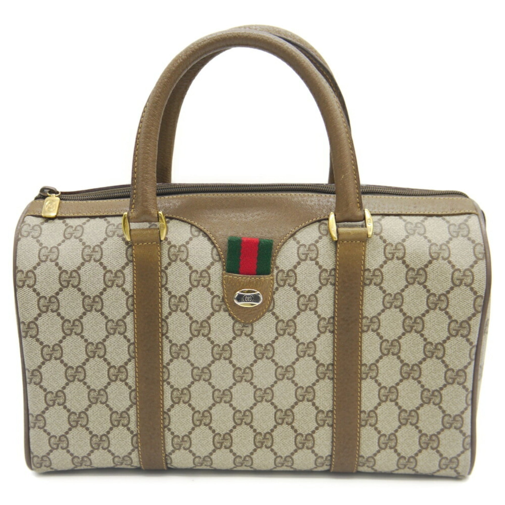 Gucci Beige Pvc Leather Boston Bag