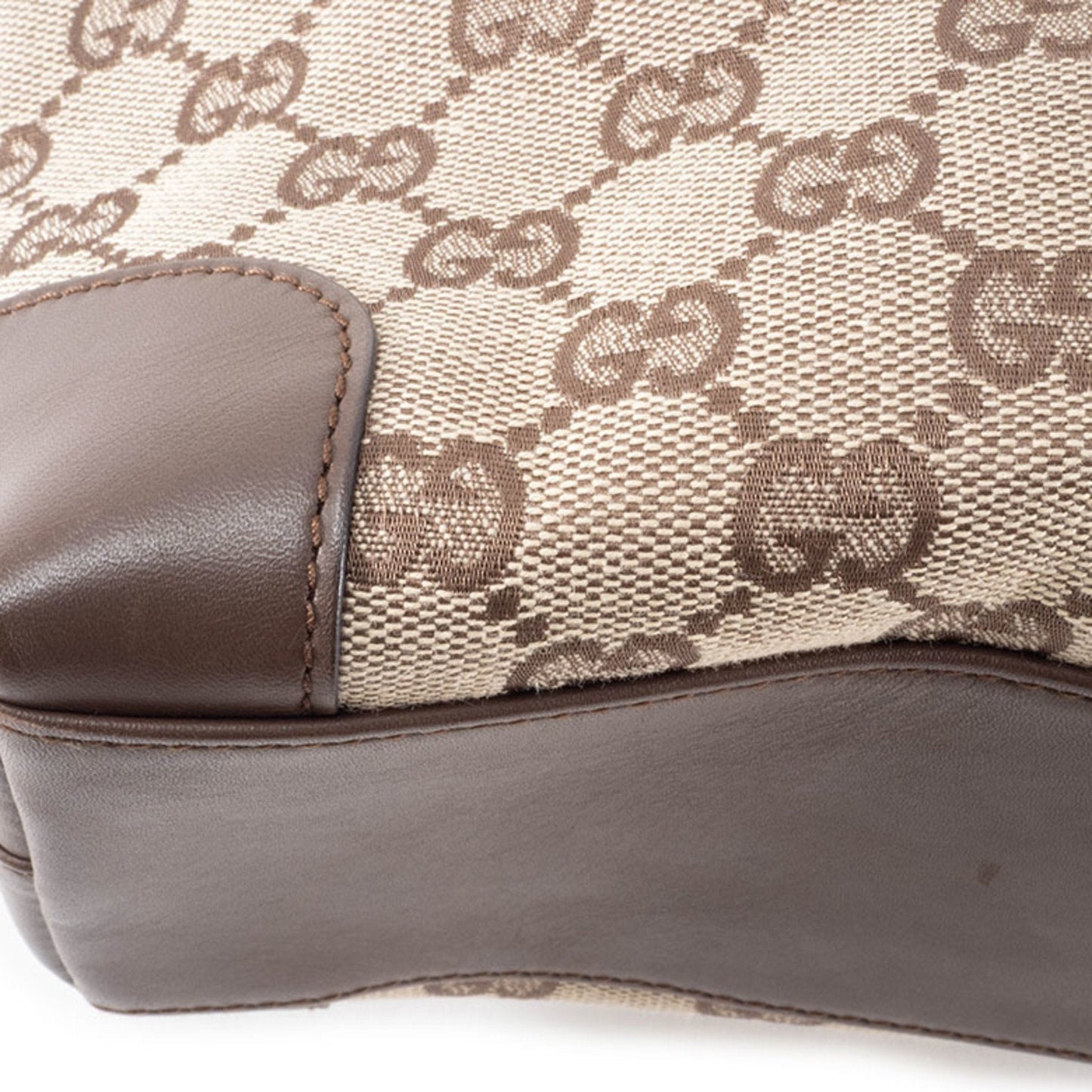 Gucci Gg Canvas Beige Brown Gg Canvas Leather Tote Bag