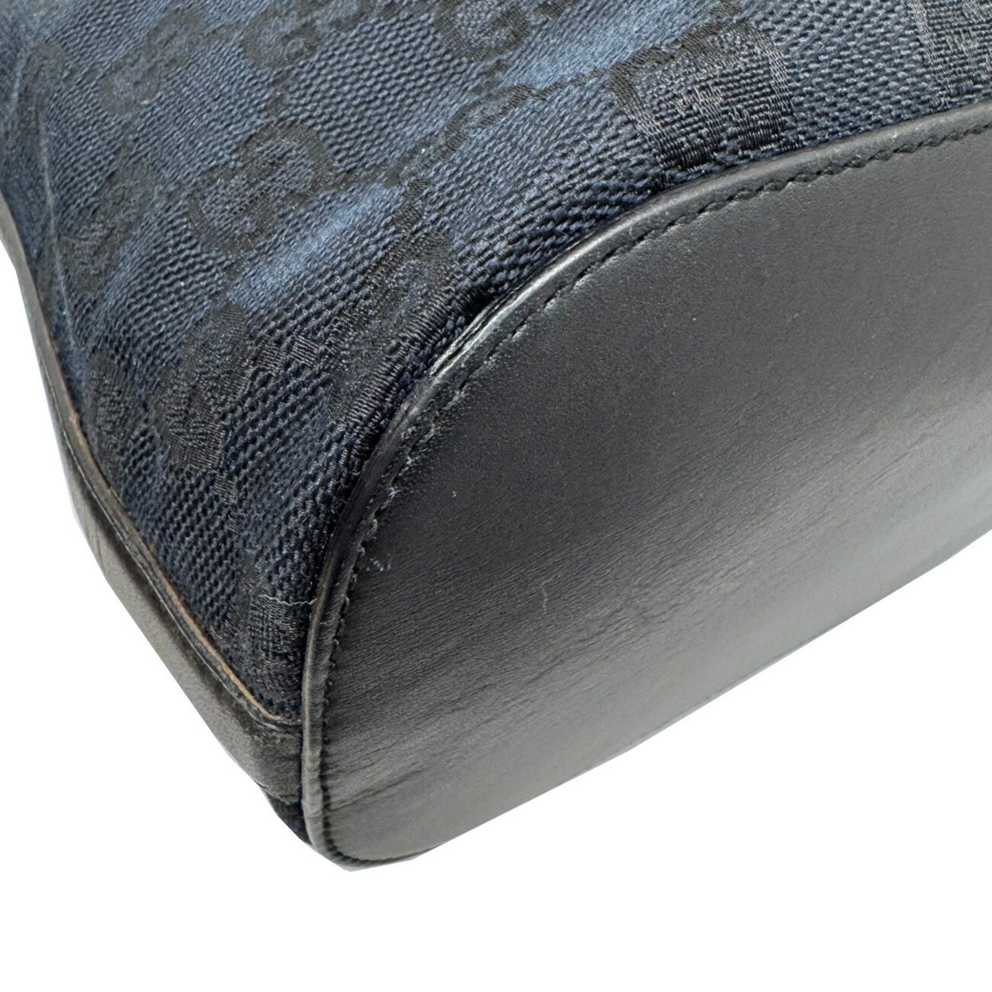 Gucci Black Gg Canvas Leather Shoulder Bag