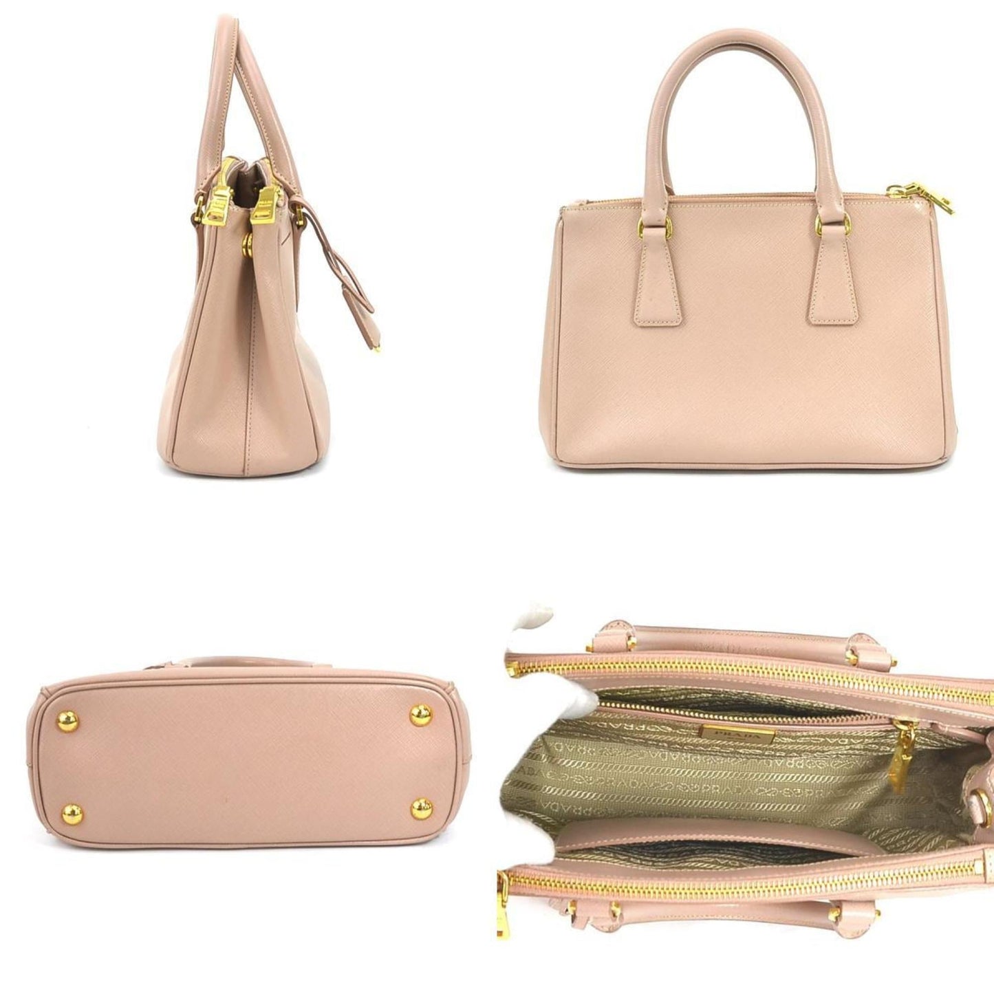 Prada Handbag Shoulder Bag Ladies Leather Beige Pink