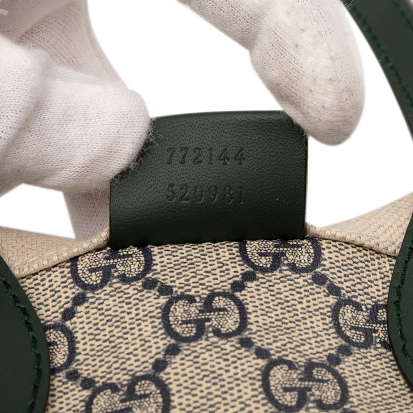 Gucci Beige Green Canvas Leather Shoulder Bag