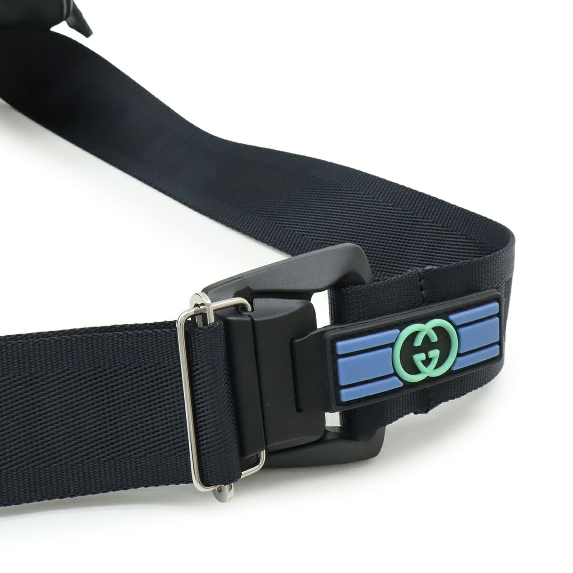 Gucci Black Blue Green Vinyl Leather Fanny Pack