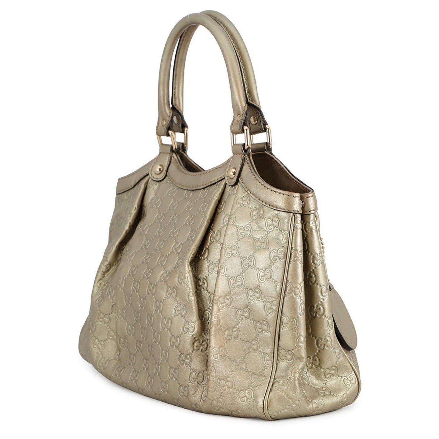 Gucci Sukey Beige Gold Leather Handbag