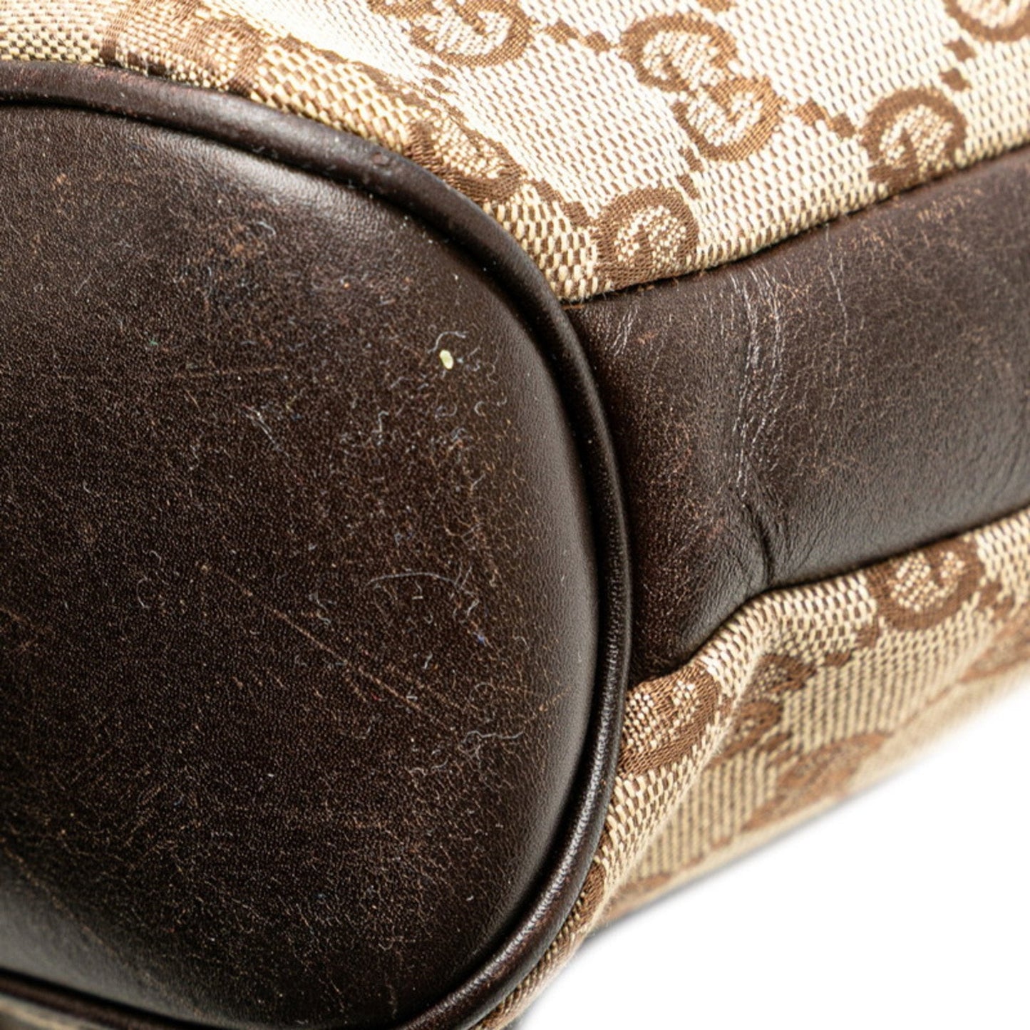 Gucci Beige Brown Canvas Leather Shoulder Bag