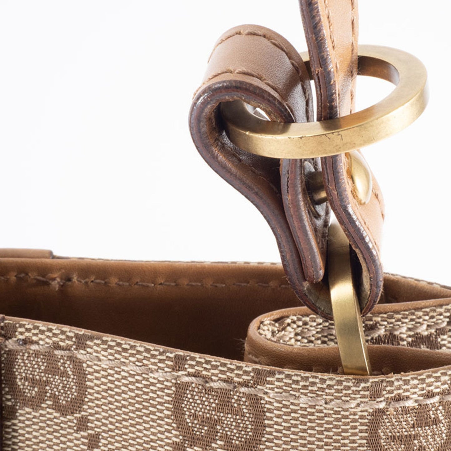 Gucci Gg Canvas Beige Brown Gg Canvas Leather Shoulder Bag