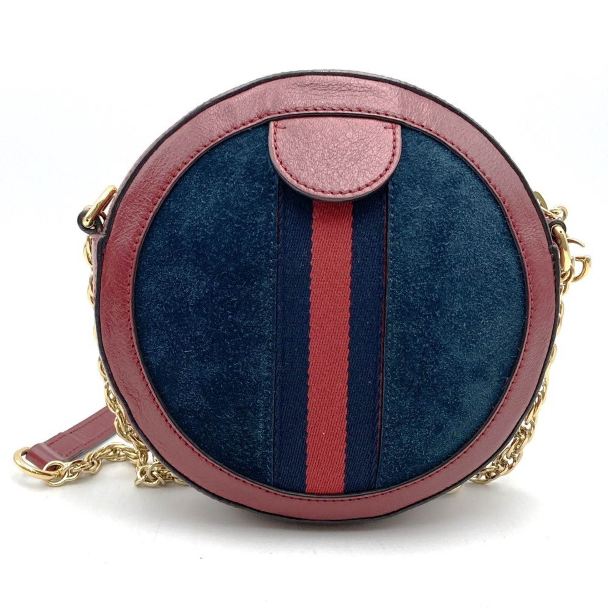Gucci Gg Marmont Navy Red Color Suede Leather Shoulder Bag