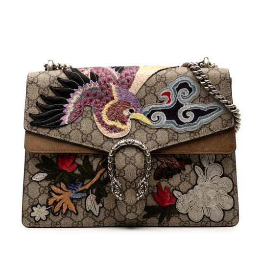 Gucci Beige Multi-Color Pvc Suede Handbag Shoulder Bag